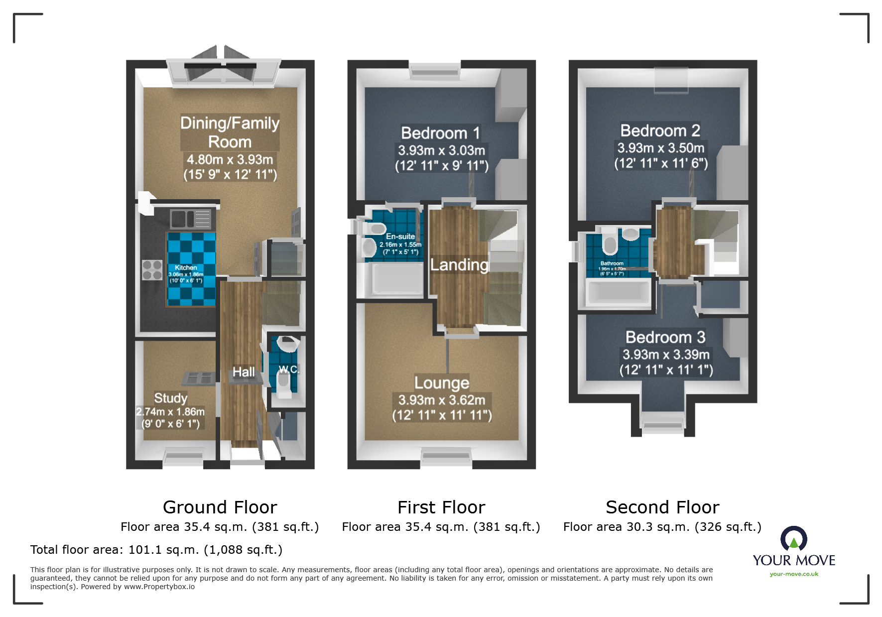 Floorplan of 4 bedroom End Terrace House for sale, Marriott Road, Netherton, West Midlands, DY2