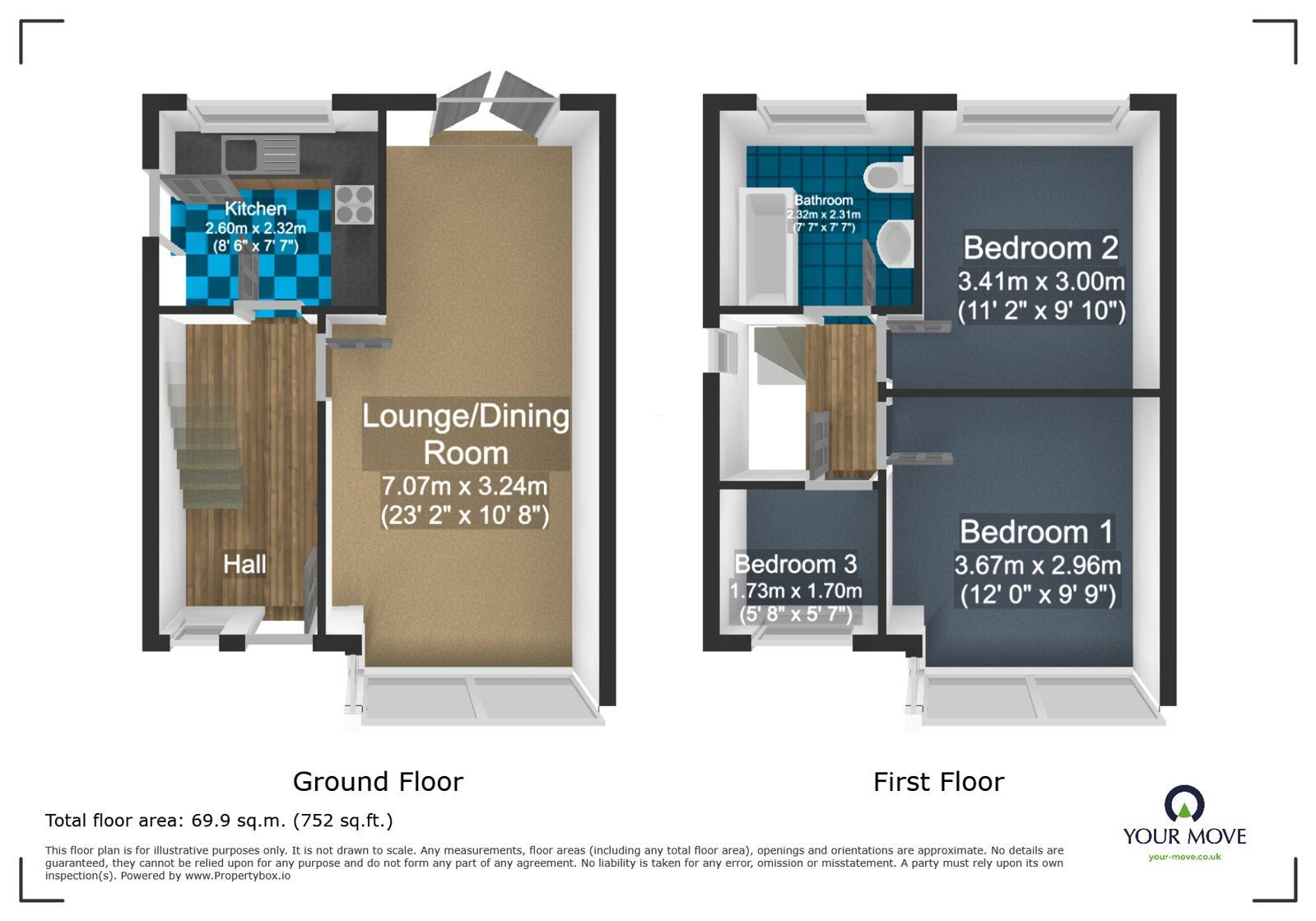 Floorplan of 3 bedroom Semi Detached House for sale, Himley Avenue, Dudley, West Midlands, DY1