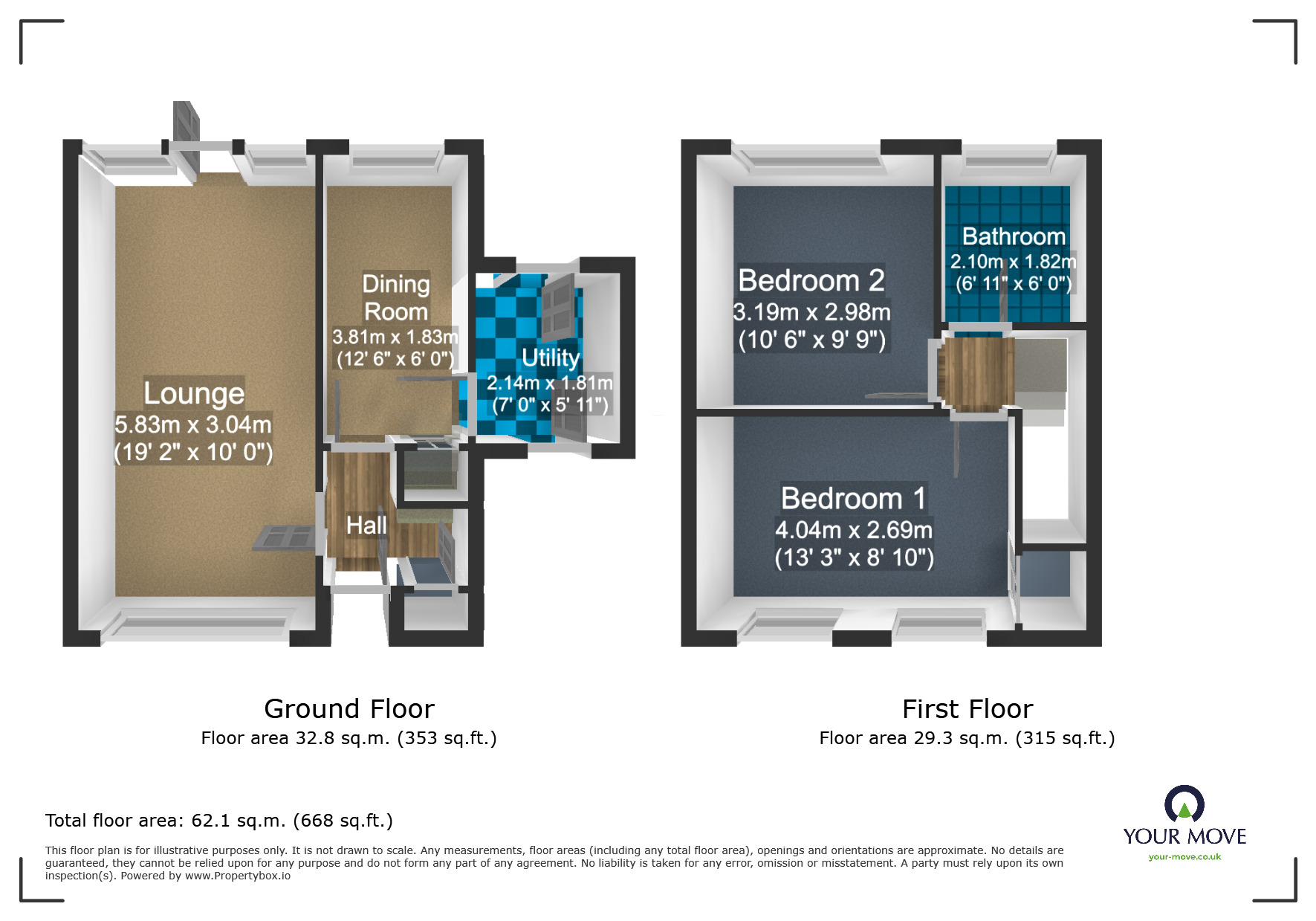Floorplan of 2 bedroom Semi Detached House for sale, Marlbank Road, Stourbridge, West Midlands, DY8