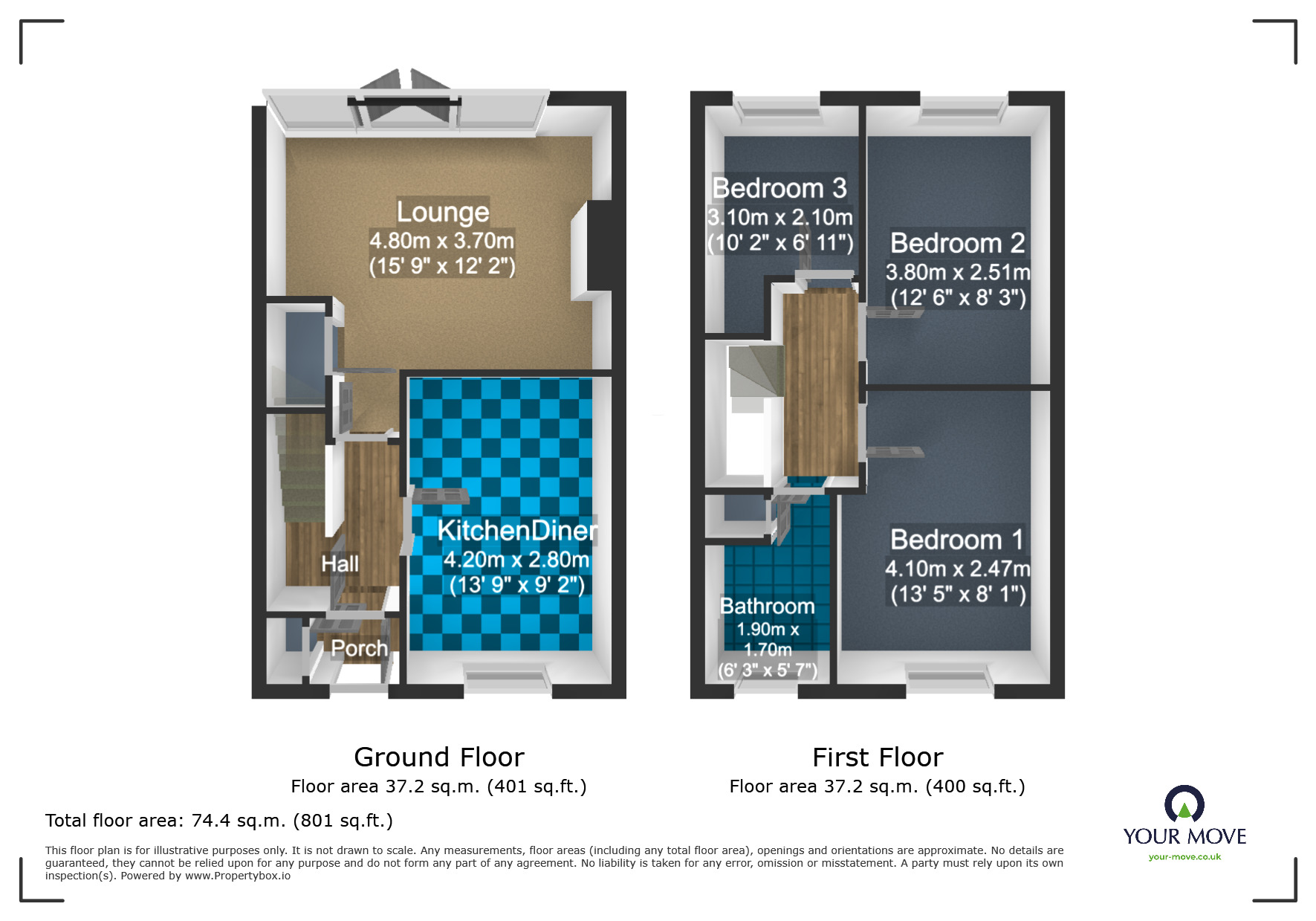 Floorplan of 3 bedroom Semi Detached House for sale, Ambleside, Birmingham, West Midlands, B32