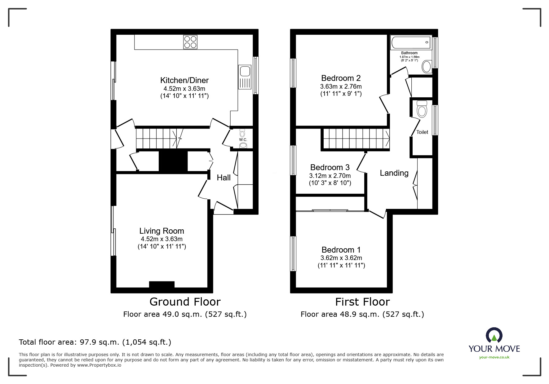 Floorplan of 3 bedroom Mid Terrace House to rent, Stonedale, Sutton Hill, Shropshire, TF7
