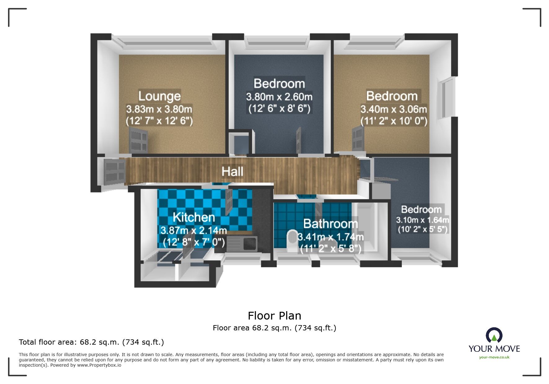 Floorplan of 3 bedroom Flat for sale, Central Drive, Lower Gornal, West Midlands, DY3