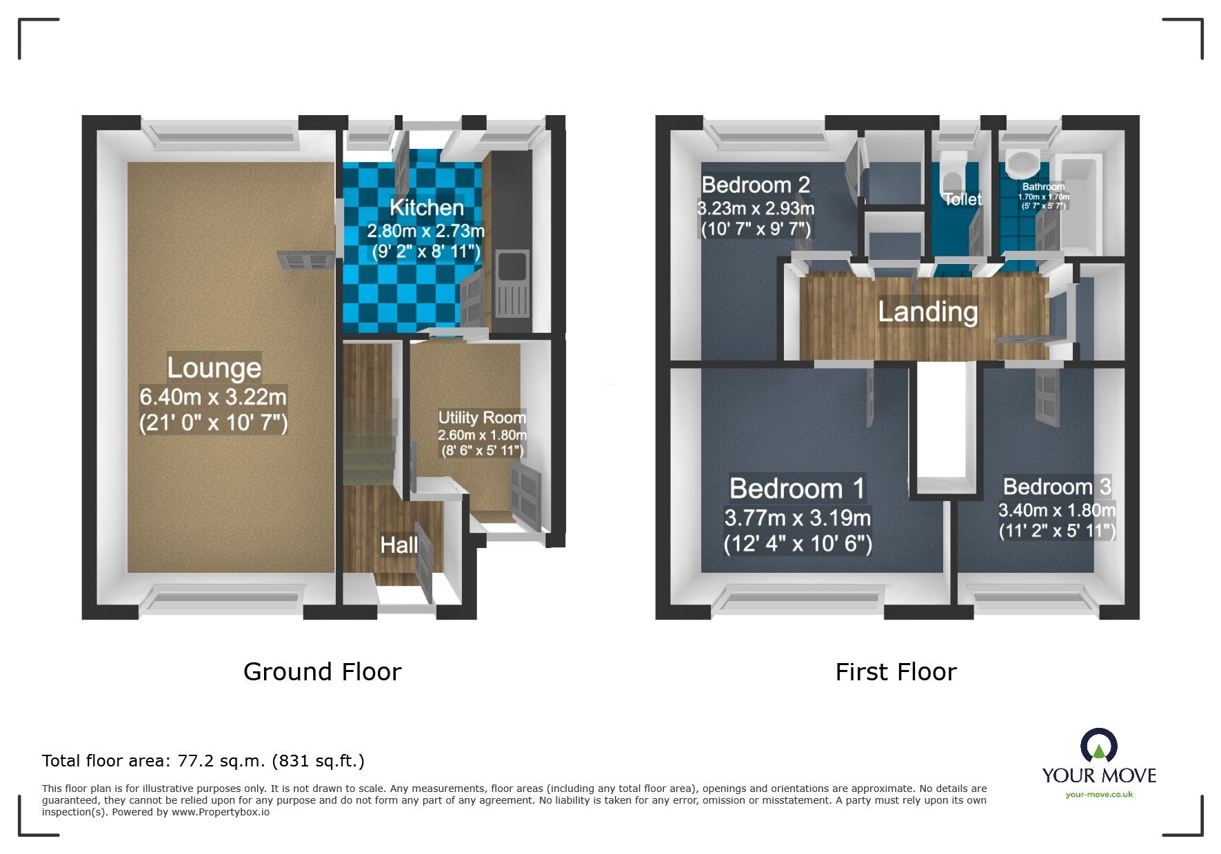 Floorplan of 3 bedroom End Terrace House for sale, Copse Road, Dudley, West Midlands, DY2