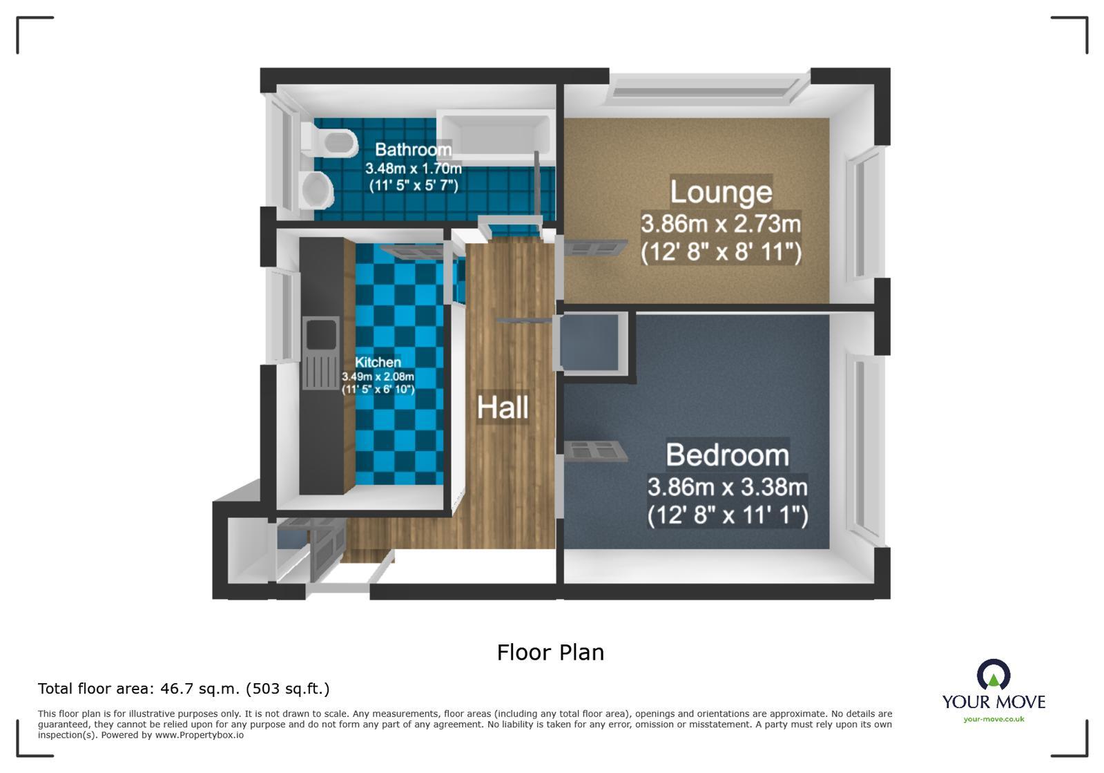 Floorplan of 1 bedroom Flat for sale, Pleasant View, Lower Gornal, West Midlands, DY3