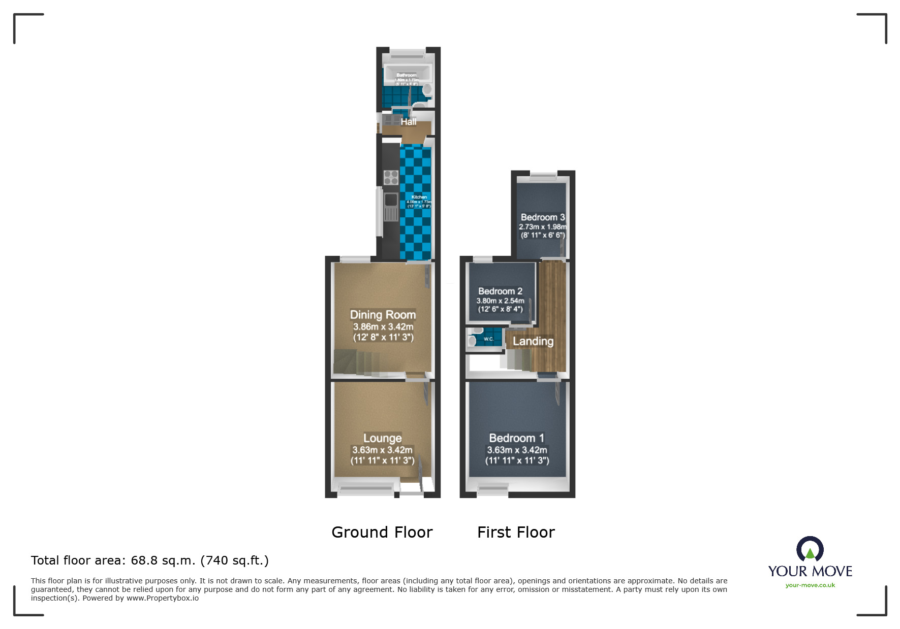 Floorplan of 3 bedroom End Terrace House for sale, Hellier Street, Dudley, West Midlands, DY2