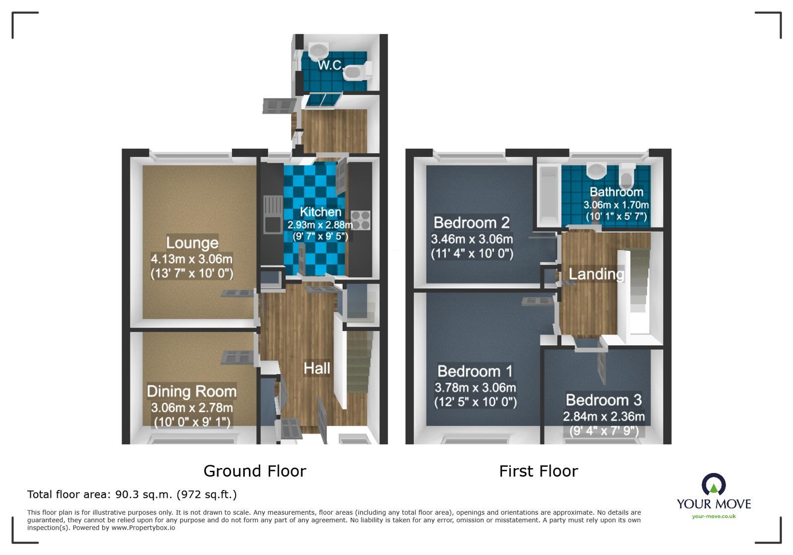 Floorplan of 3 bedroom Mid Terrace House for sale, Wolverley Crescent, Oldbury, West Midlands, B69