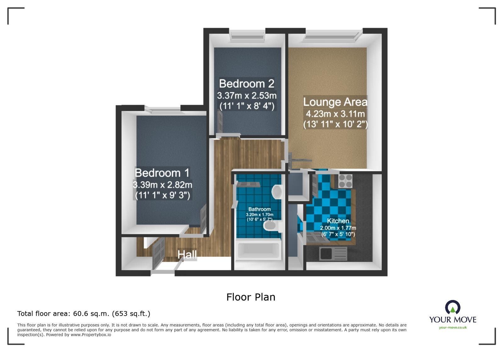 Floorplan of 2 bedroom Flat for sale, Moncrieffe Close, Dudley, West Midlands, DY2