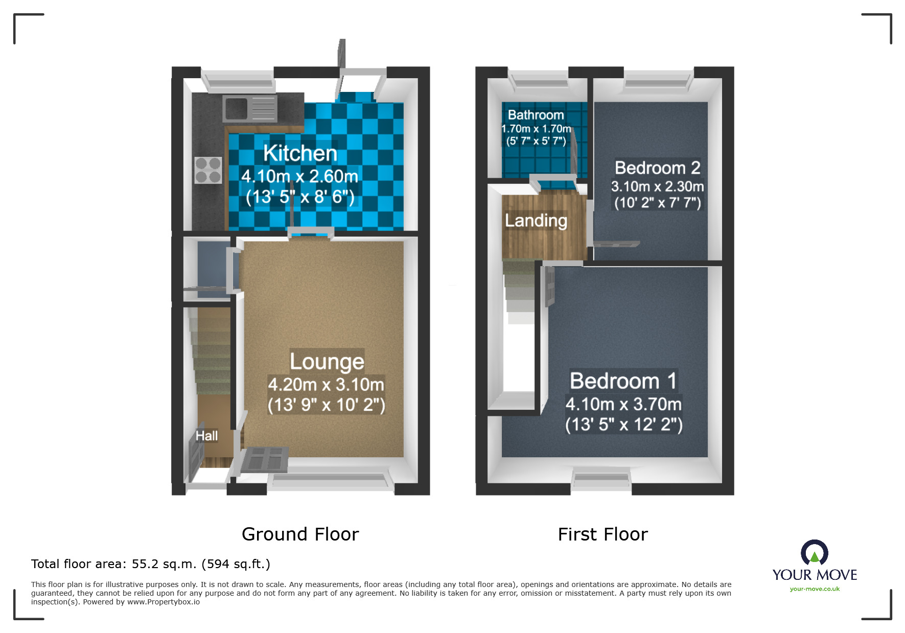 Floorplan of 2 bedroom Mid Terrace House for sale, Beaumont Close, Tipton, West Midlands, DY4