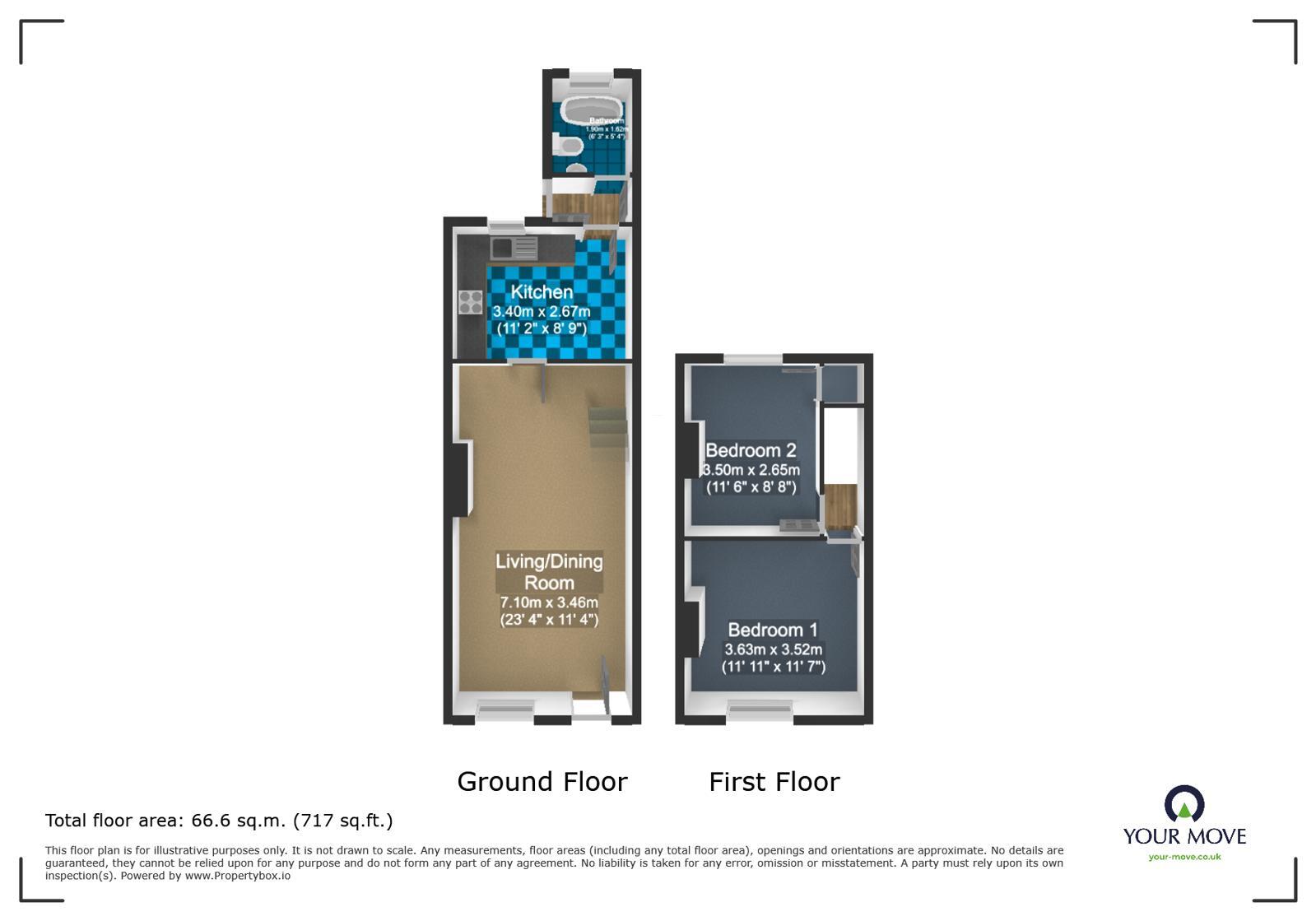 Floorplan of 2 bedroom Mid Terrace House for sale, Occupation Street, Dudley, West Midlands, DY1