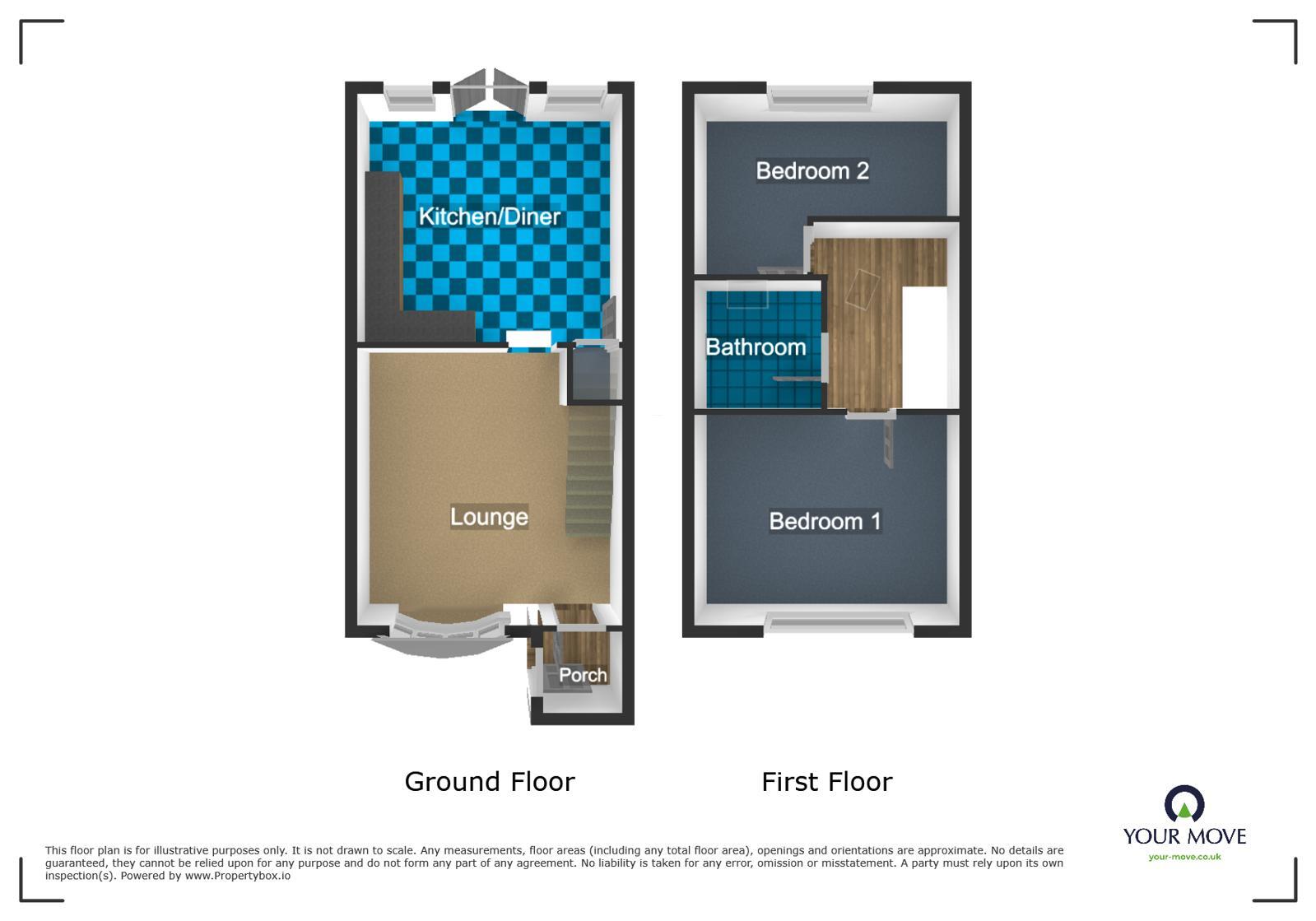 Floorplan of 2 bedroom Mid Terrace House to rent, Ardley Close, Dudley, West Midlands, DY2