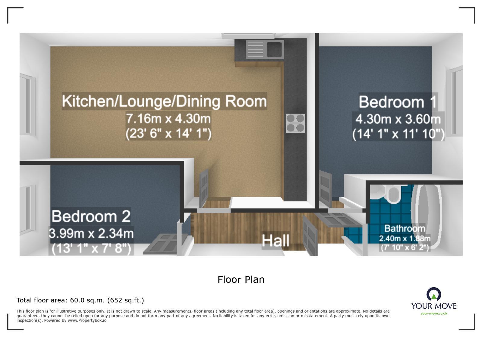 Floorplan of 2 bedroom Flat for sale, Kennedy Crescent, Lower Gornal, West Midlands, DY3