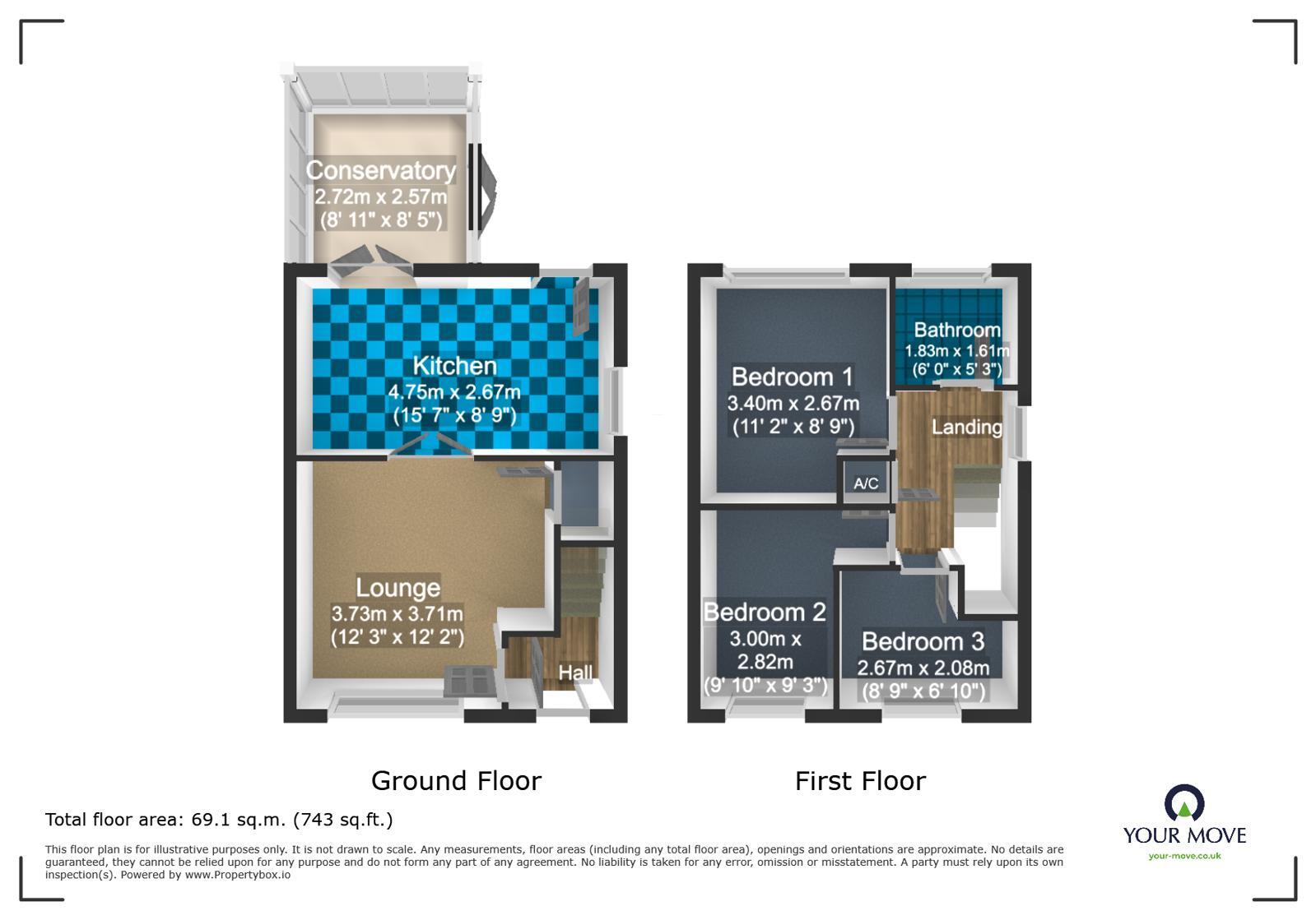 Floorplan of 3 bedroom Semi Detached House for sale, Wren Street, Woodsetton, West Midlands, DY1