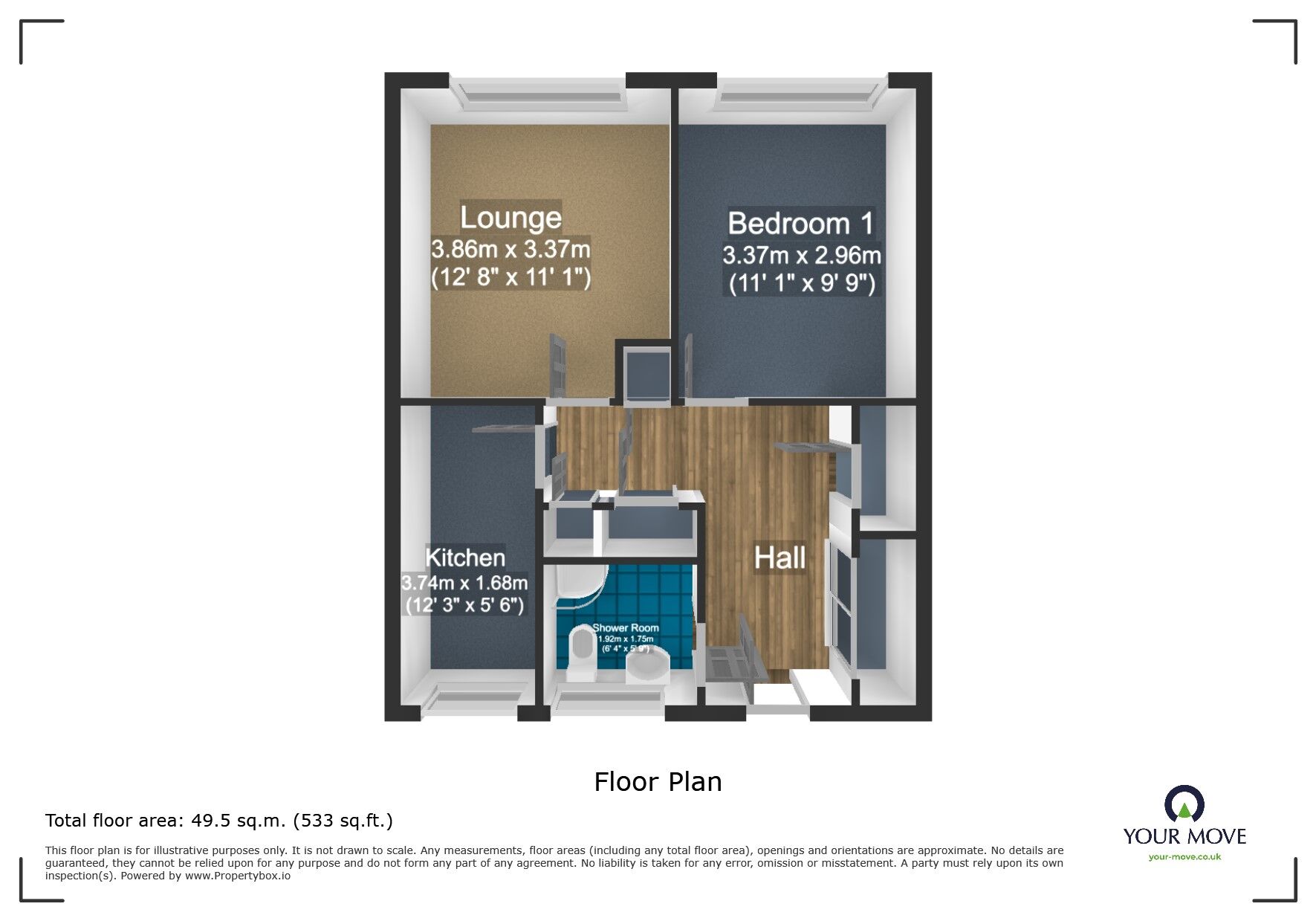 Floorplan of 1 bedroom Flat for sale, Crown Walk, Tipton, West Midlands, DY4