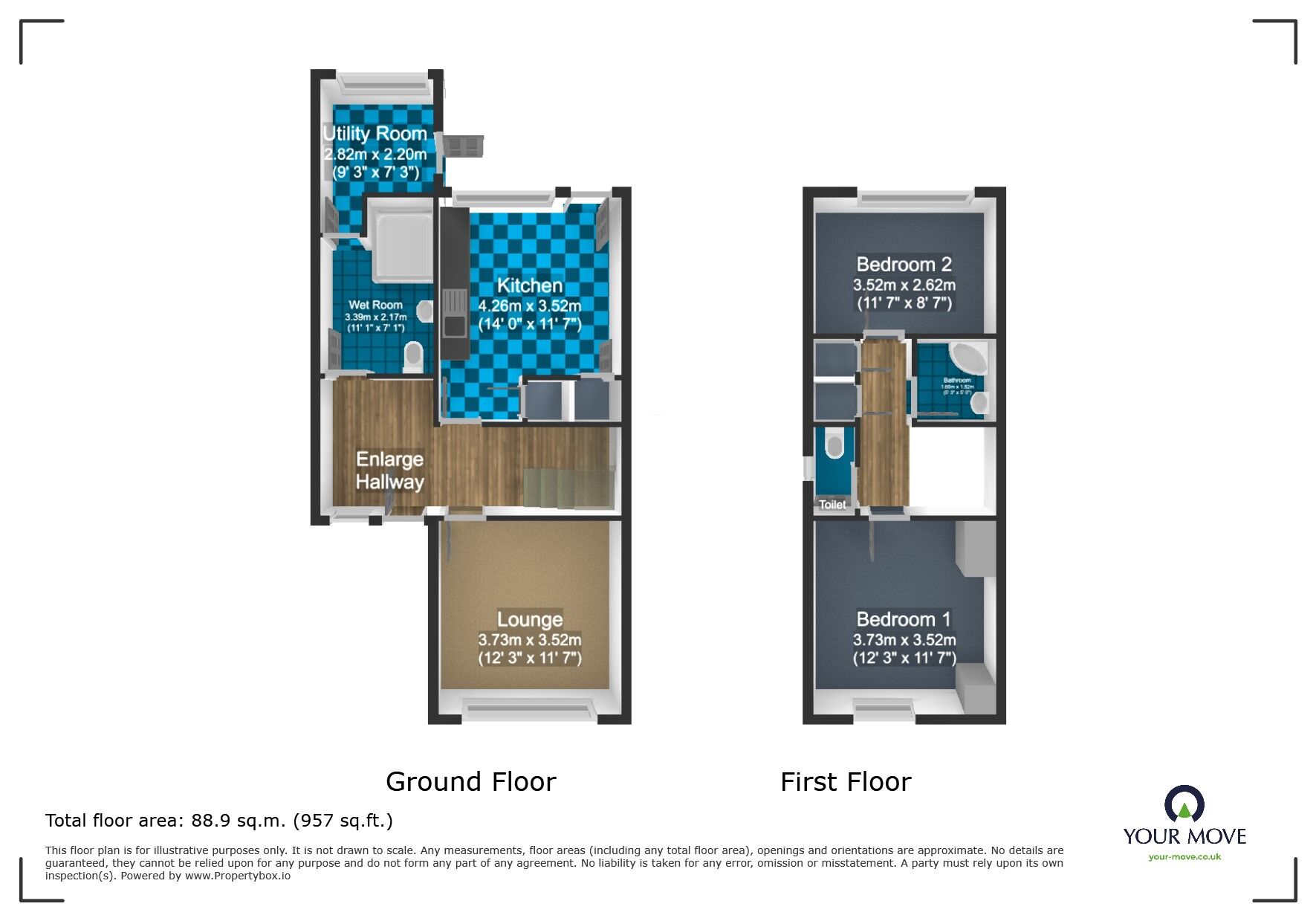 Floorplan of 2 bedroom Semi Detached House for sale, Mousesweet Close, Dudley, West Midlands, DY2