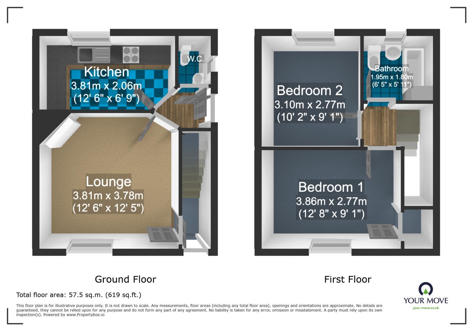 Floorplan of 2 bedroom Semi Detached House to rent, Mayfield Road, Dudley, West Midlands, DY1