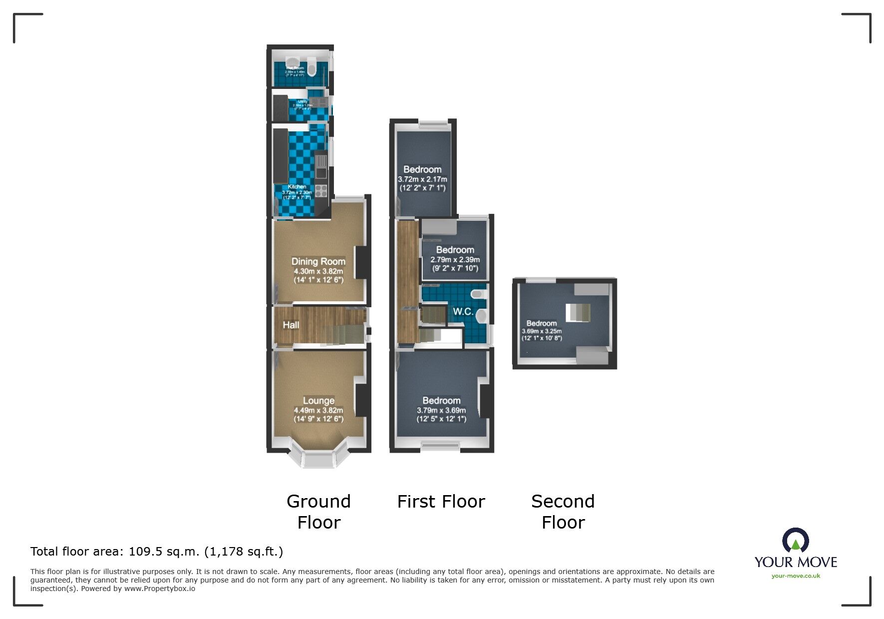 Floorplan of 4 bedroom Semi Detached House for sale, Birch Road, Oldbury, West Midlands, B68