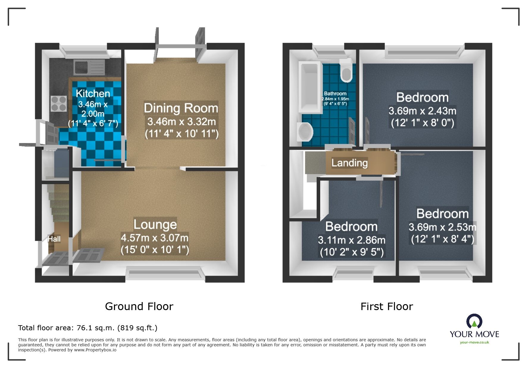 Floorplan of 3 bedroom End Terrace House for sale, Bluebell Road, Dudley, West Midlands, DY1