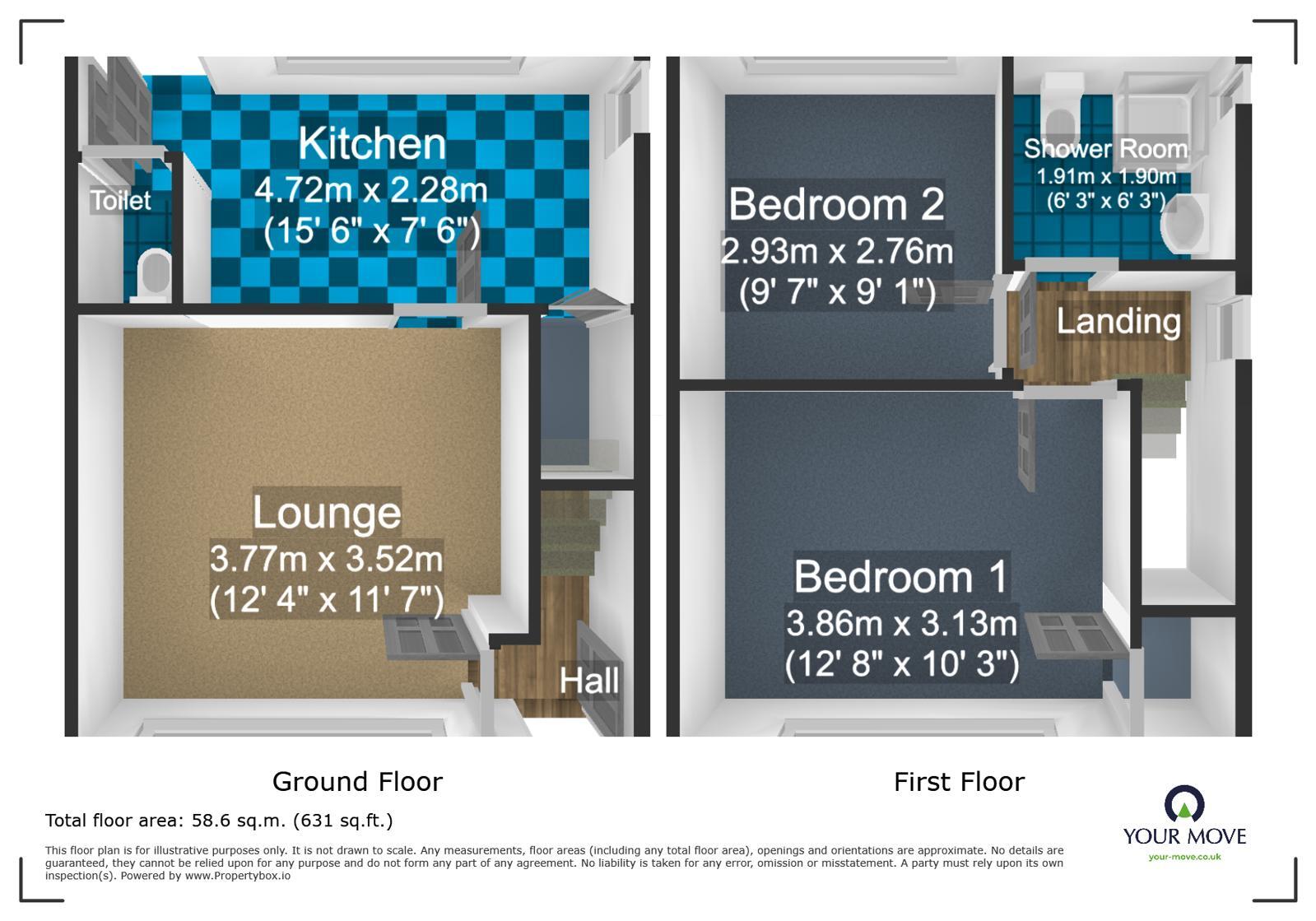 Floorplan of 2 bedroom End Terrace House for sale, Laurel Road, Dudley, West Midlands, DY1