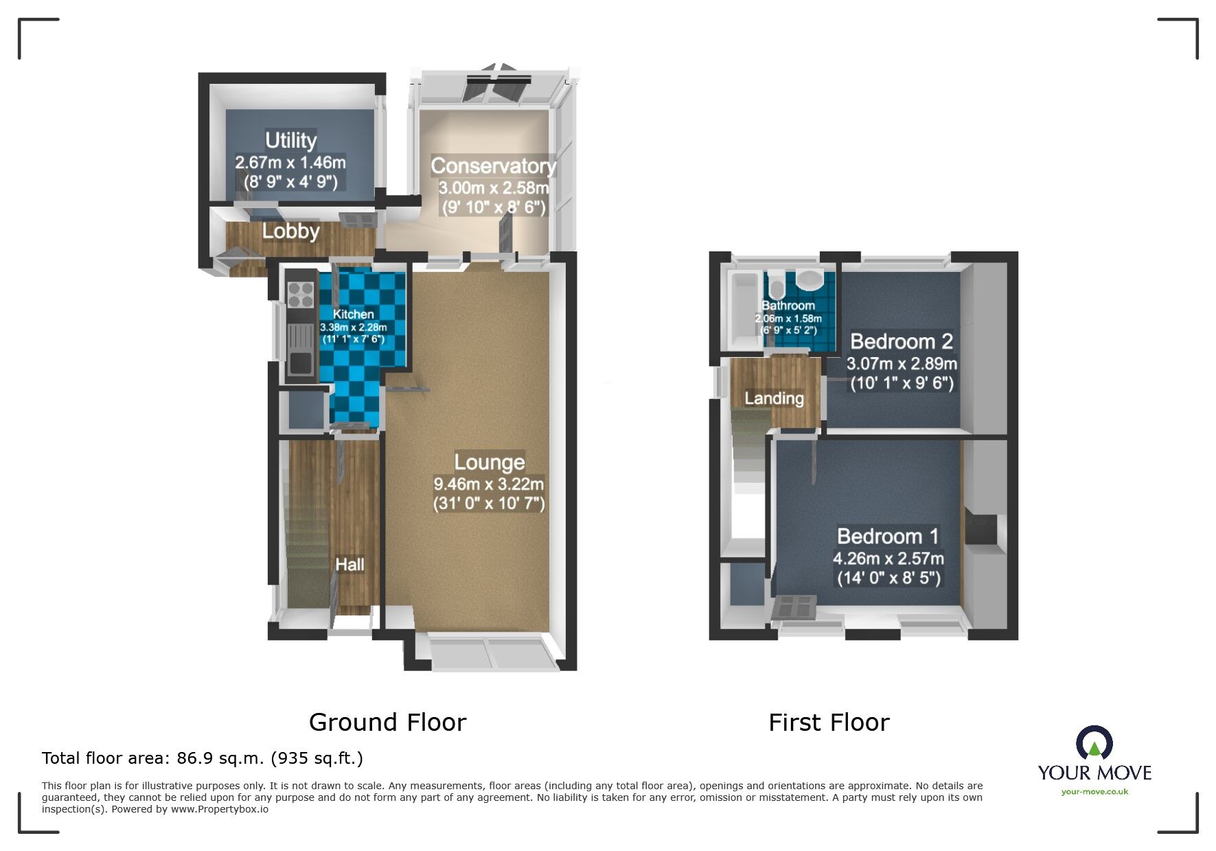 Floorplan of 2 bedroom Semi Detached House for sale, Tower Rise, Tividale, West Midlands, B69
