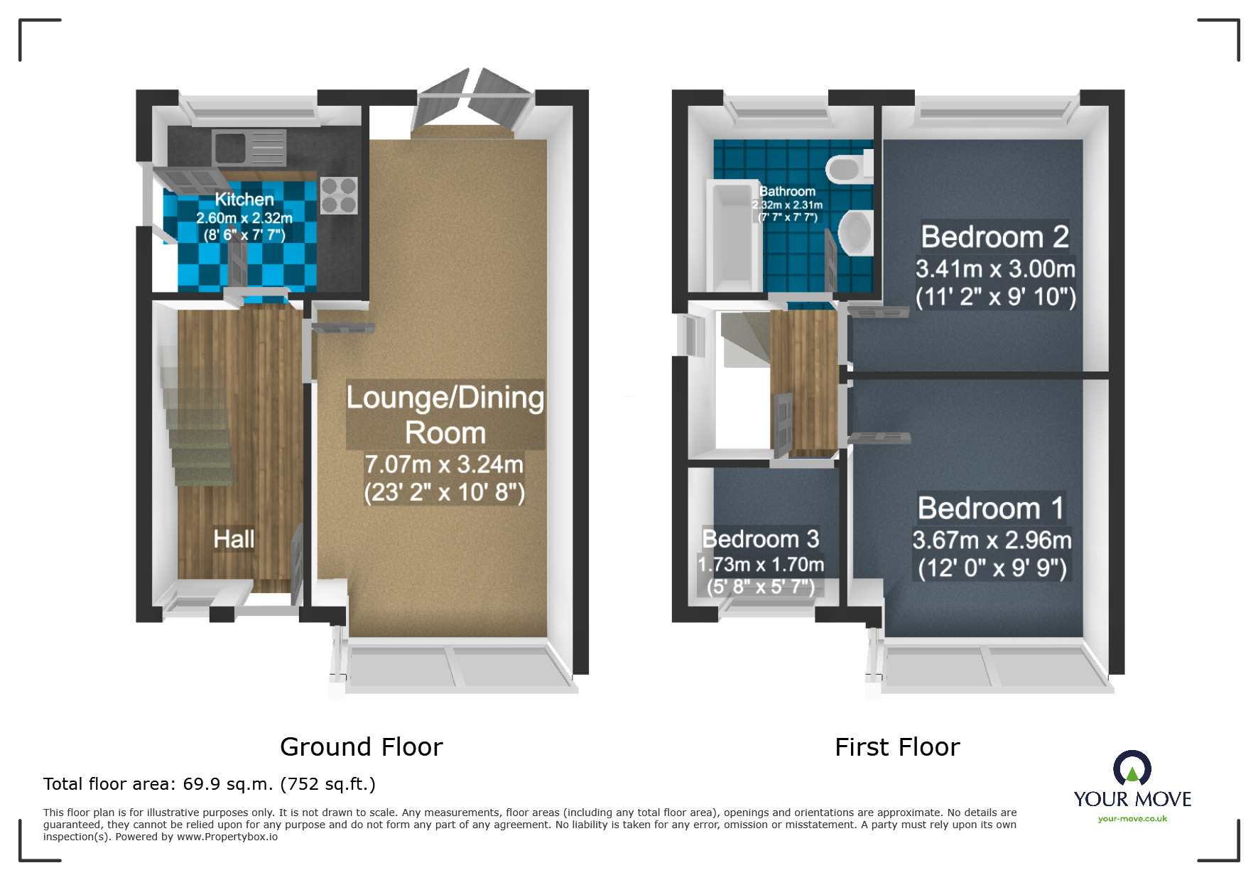 Floorplan of 3 bedroom Semi Detached House for sale, Himley Avenue, Dudley, West Midlands, DY1