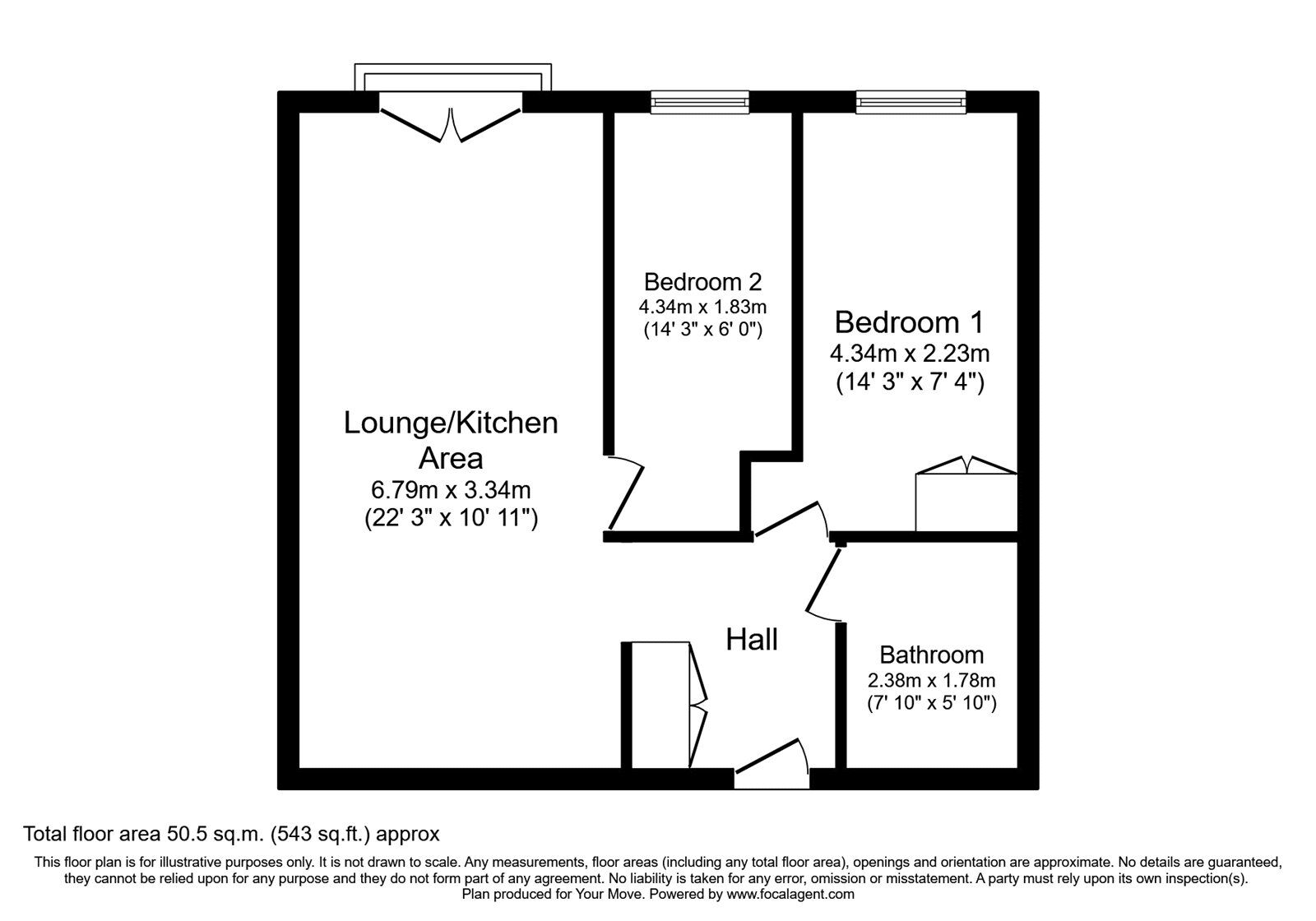 Floorplan of 2 bedroom Flat for sale, Southgate Way, Dudley, West Midlands, DY1