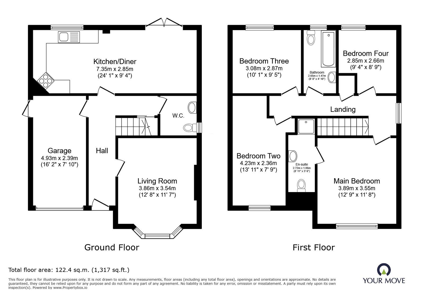 Floorplan of 4 bedroom Detached House for sale, Kingsoak Gardens, Dudley, West Midlands, DY2