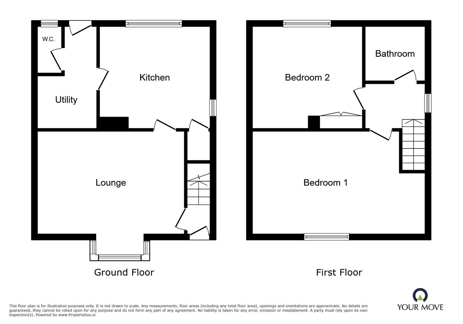 Floorplan of 2 bedroom Semi Detached House to rent, Sanders Close, Dudley, West Midlands, DY2