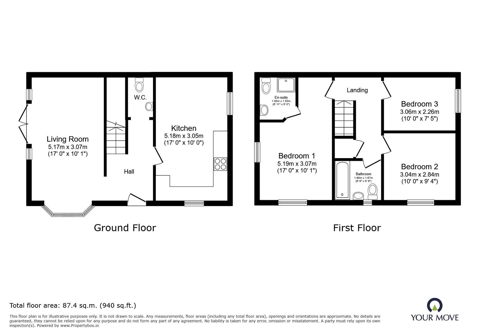 Floorplan of 3 bedroom End Terrace House for sale, Mallows Grove, Dudley, West Midlands, DY1