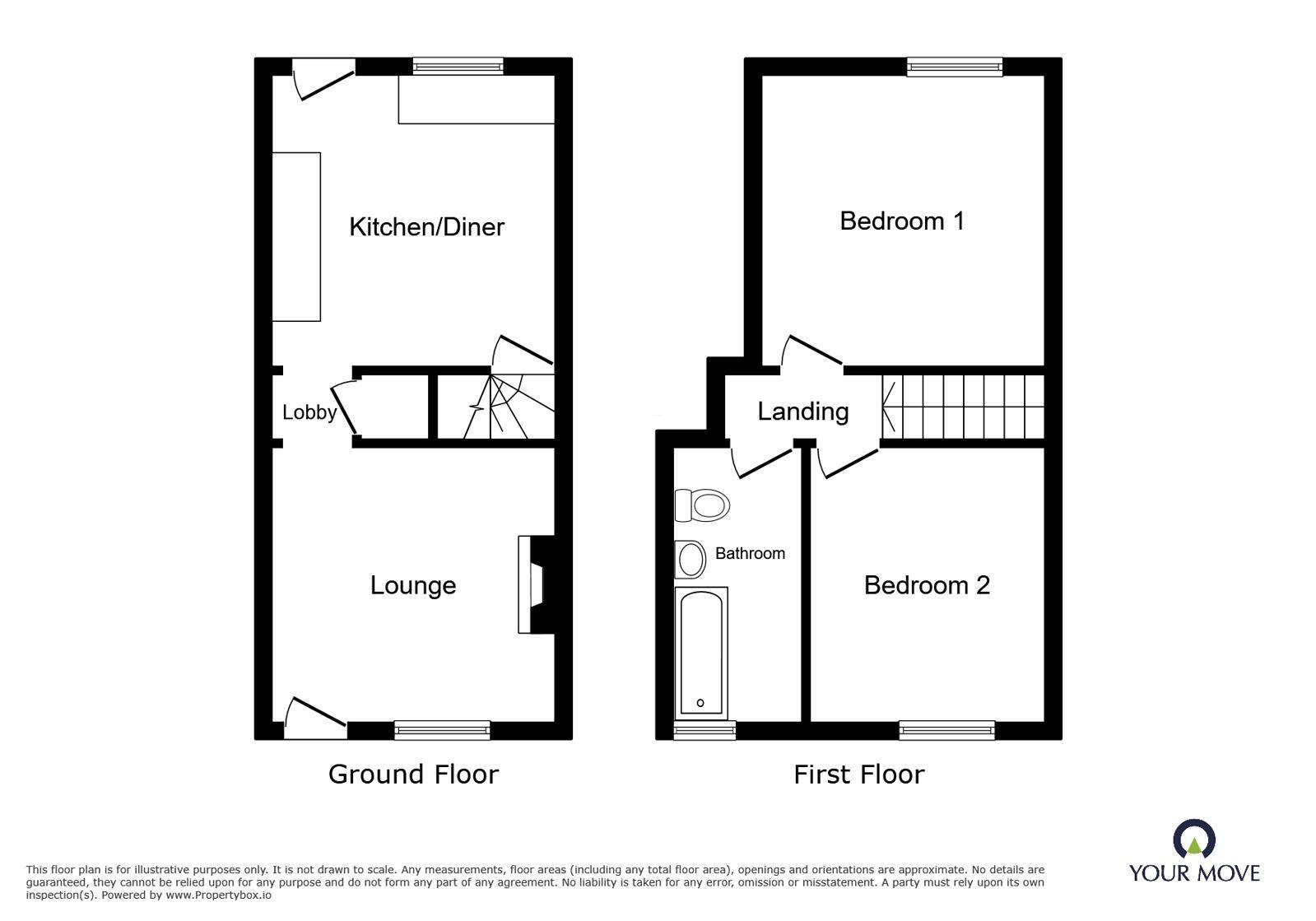 Floorplan of 2 bedroom Mid Terrace House for sale, Kingsley Street, Netherton, West Midlands, DY2