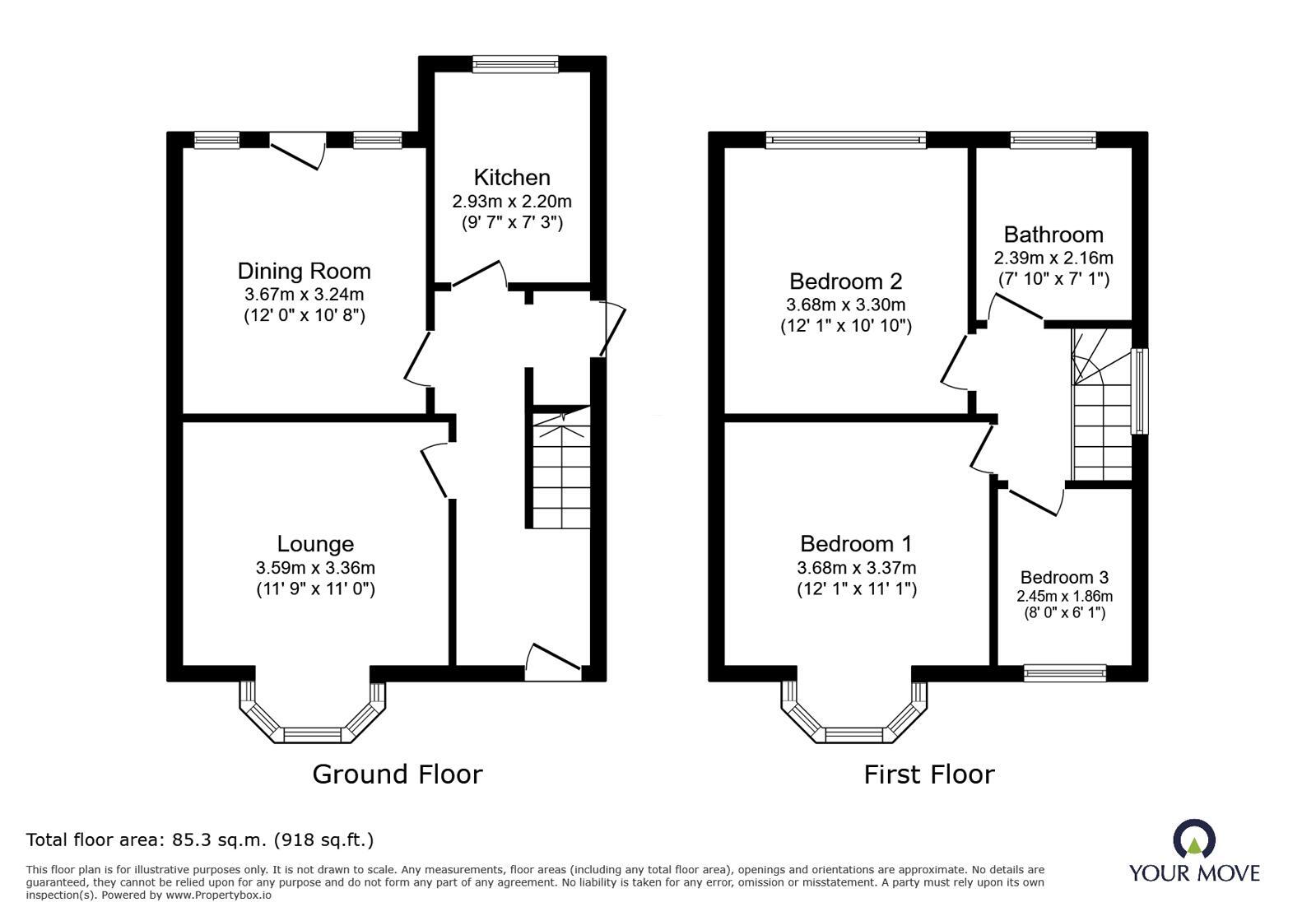 Floorplan of 3 bedroom Semi Detached House for sale, Himley Road, Gornal Wood, West Midlands, DY3