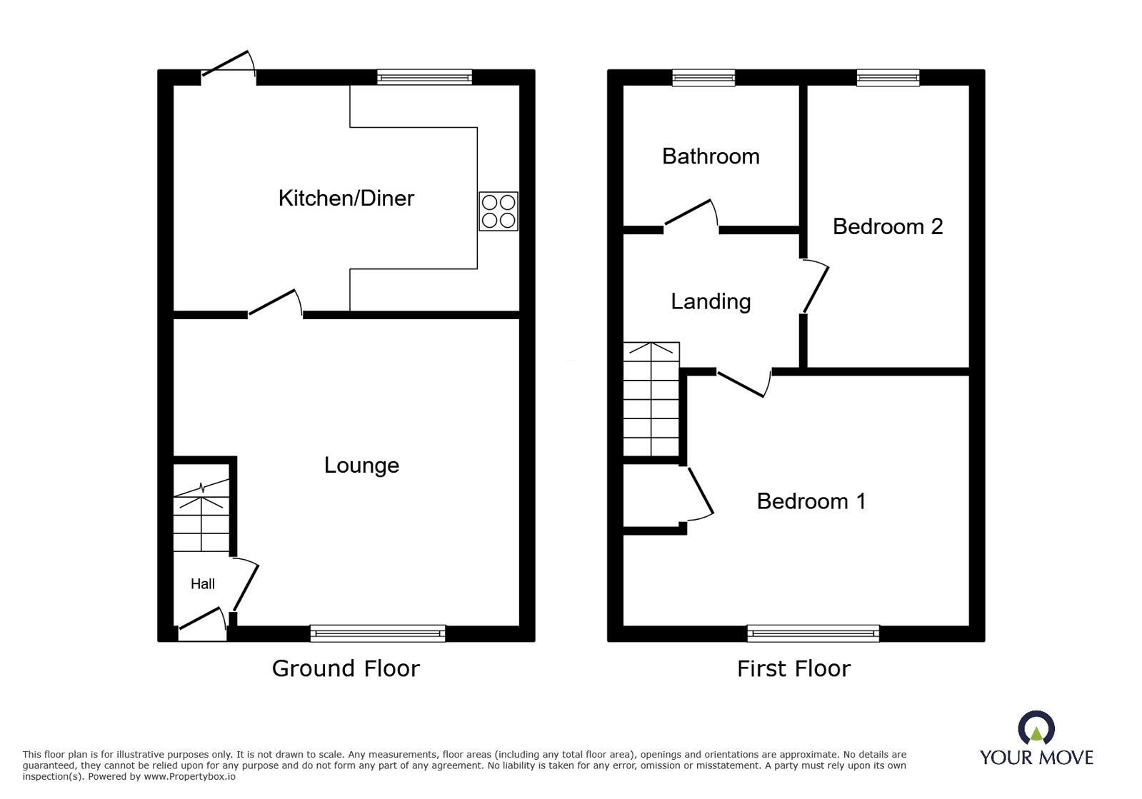 Floorplan of 2 bedroom Semi Detached House to rent, Bowling Green Road, Dudley, West Midlands, DY2