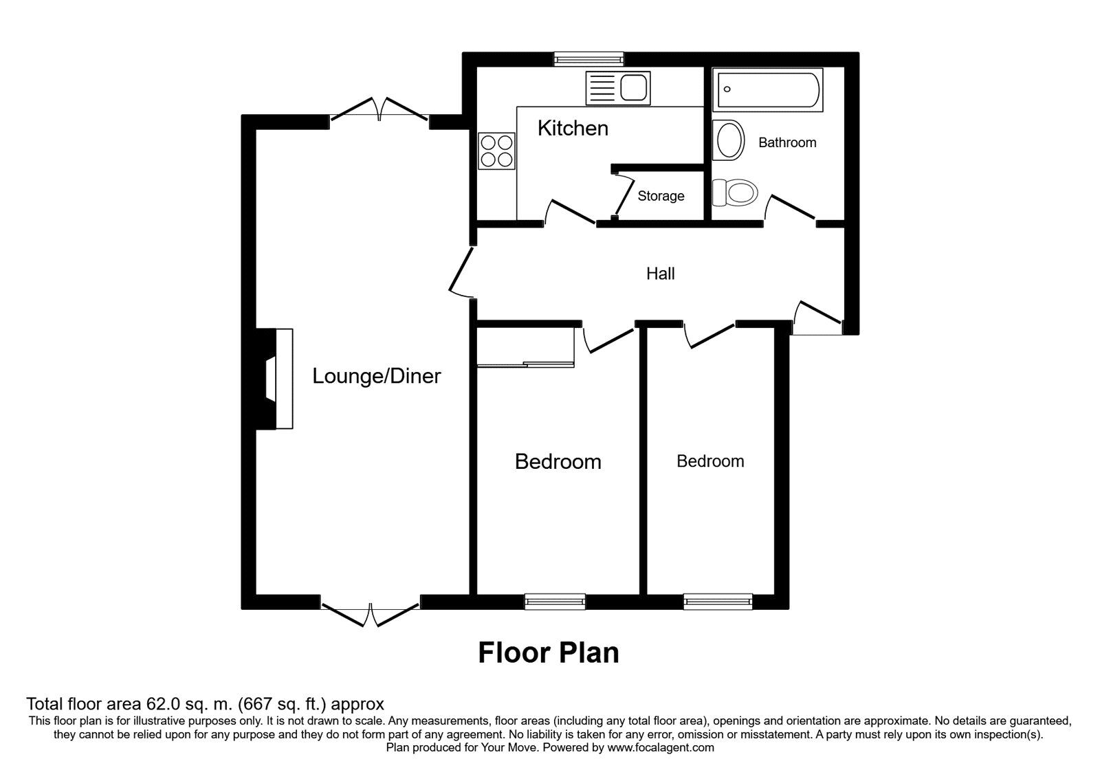 Floorplan of 2 bedroom Flat for sale, Harper Grove, Tipton, West Midlands, DY4