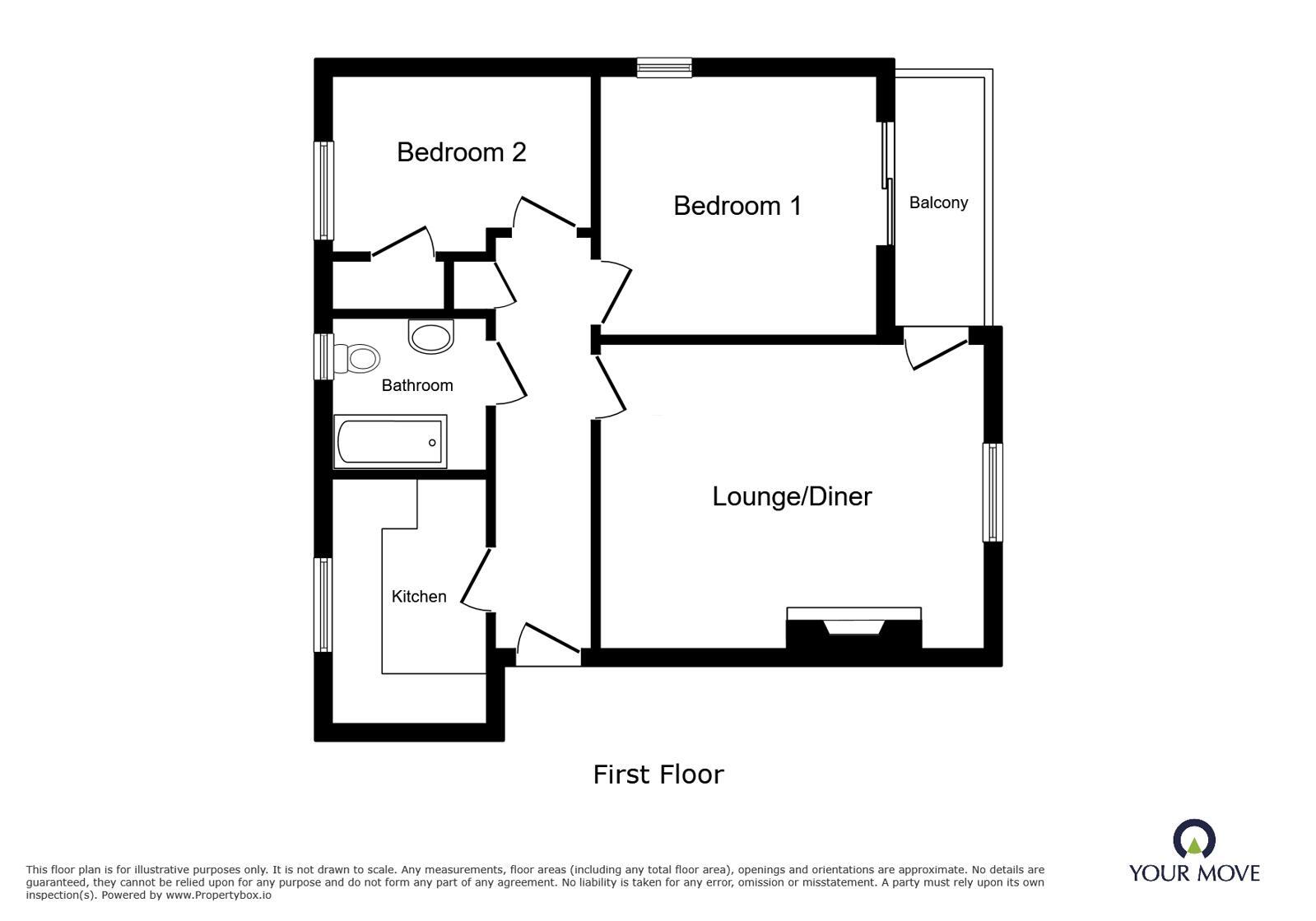 Floorplan of 2 bedroom Flat for sale, Luanne Close, Cradley Heath, West Midlands, B64