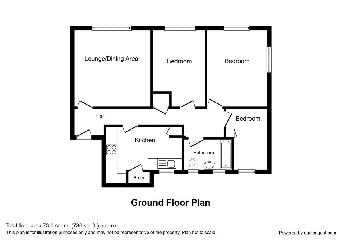 Floorplan of 3 bedroom Flat to rent, Central Drive, Dudley, West Midlands, DY3