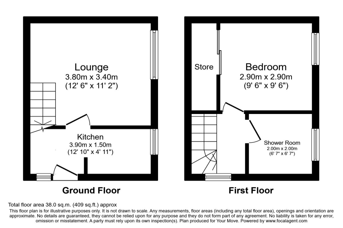 Floorplan of 1 bedroom House to rent, Evershed Court, Dunfermline, Fife, KY11