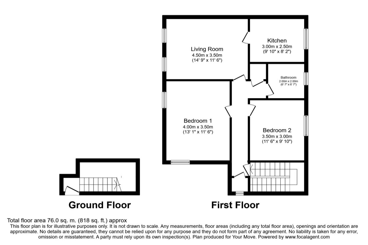 Floorplan of 2 bedroom Flat to rent, Beveridge Street, Dunfermline, Fife, KY11