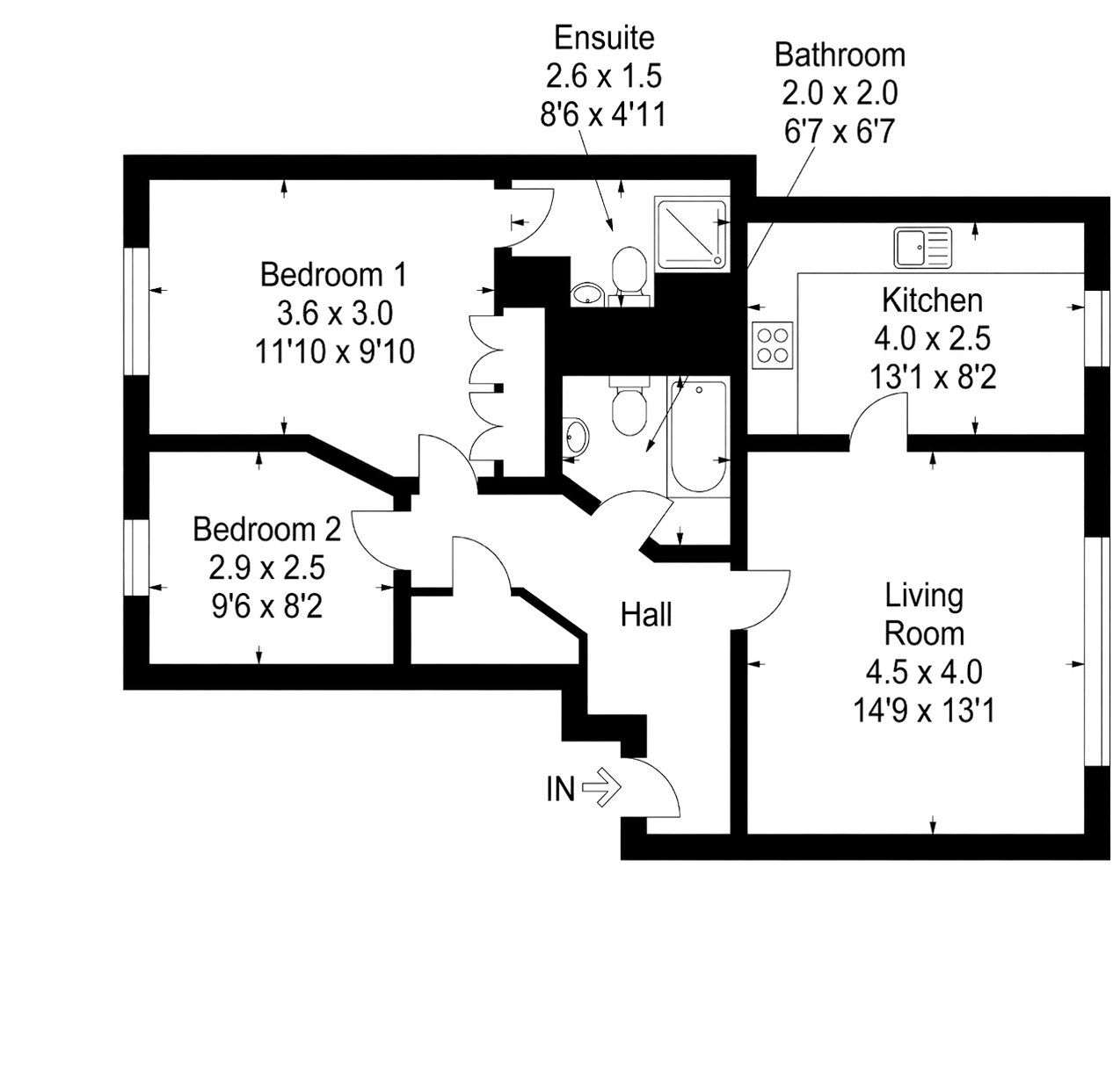 Floorplan of 2 bedroom Flat to rent, Bruce Gardens, Dunfermline, Fife, KY11