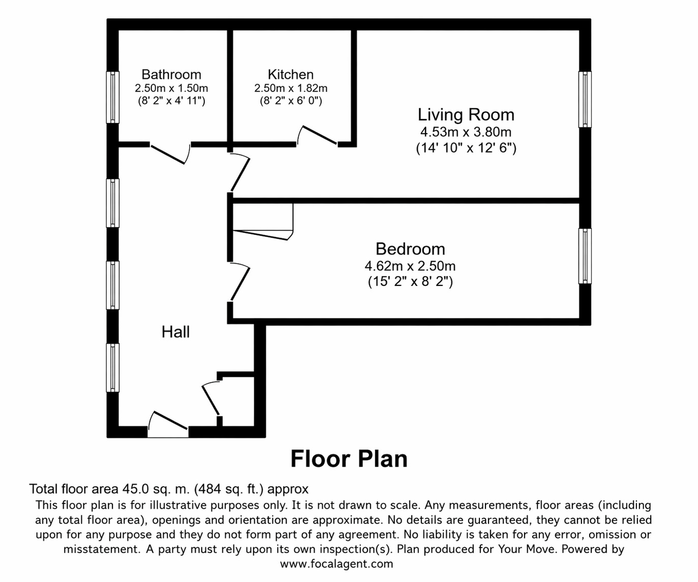 Floorplan of 1 bedroom Flat to rent, Guildhall Street, Dunfermline, Fife, KY12