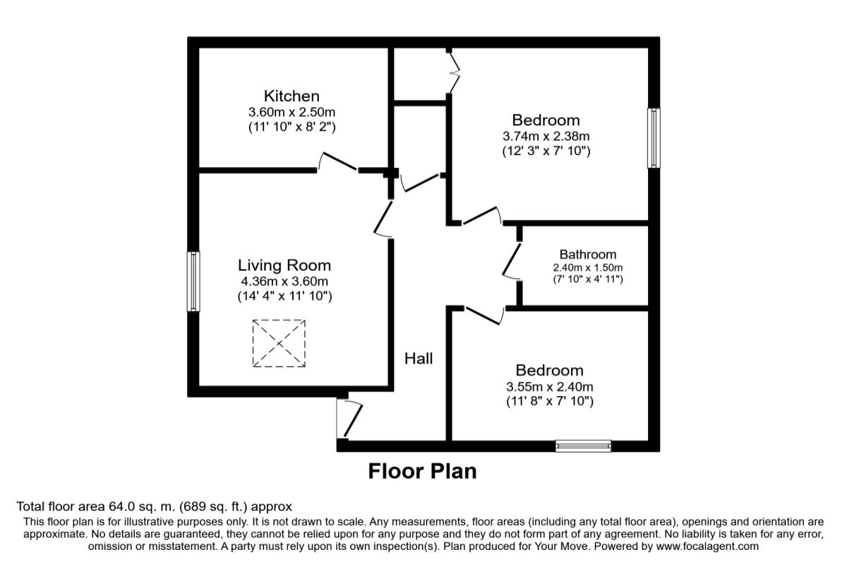 Floorplan of 2 bedroom Flat to rent, Guildhall Street, Dunfermline, Fife, KY12