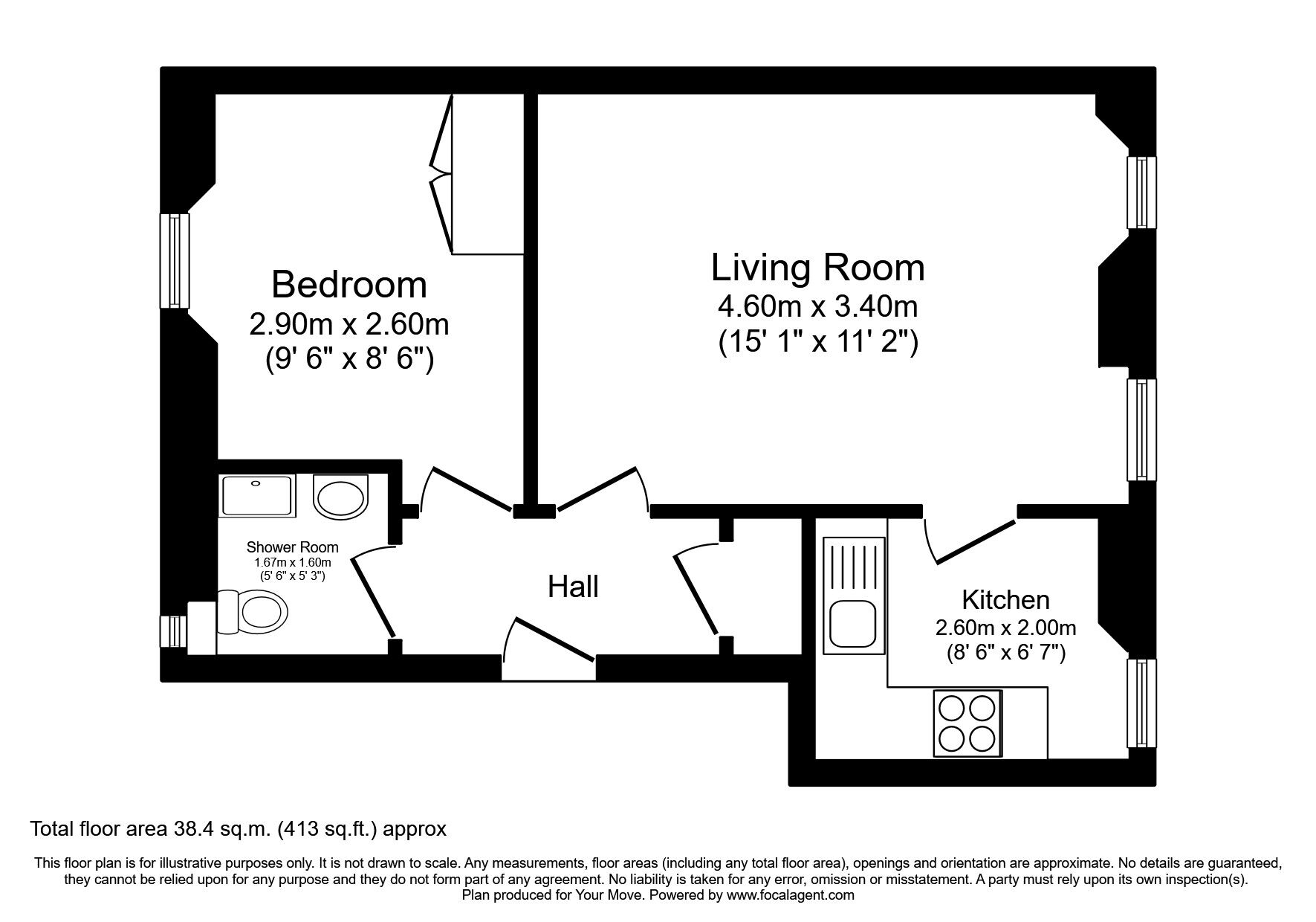 Floorplan of 1 bedroom  Flat to rent, Guildhall Street, Dunfermline, Fife, KY12