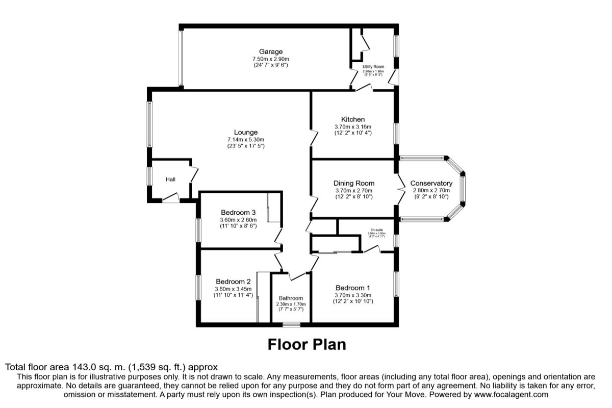 Floorplan of 3 bedroom Detached Bungalow to rent, Queen Margaret Fauld, Dunfermline, Fife, KY12