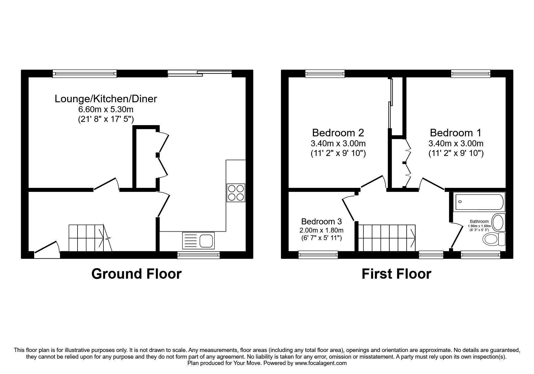 Floorplan of 2 bedroom Mid Terrace House to rent, Fodbank View, Dunfermline, Fife, KY11