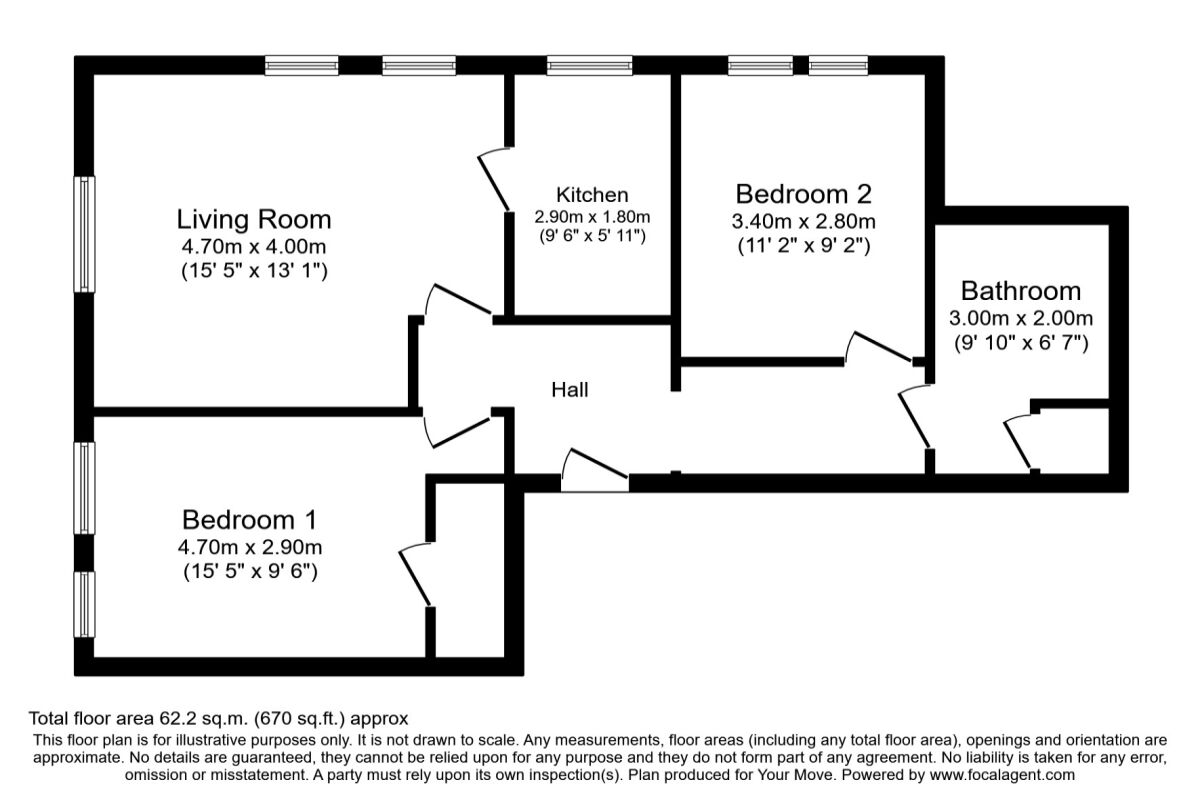 Floorplan of 2 bedroom Flat to rent, Guildhall Street, Dunfermline, Fife, KY12