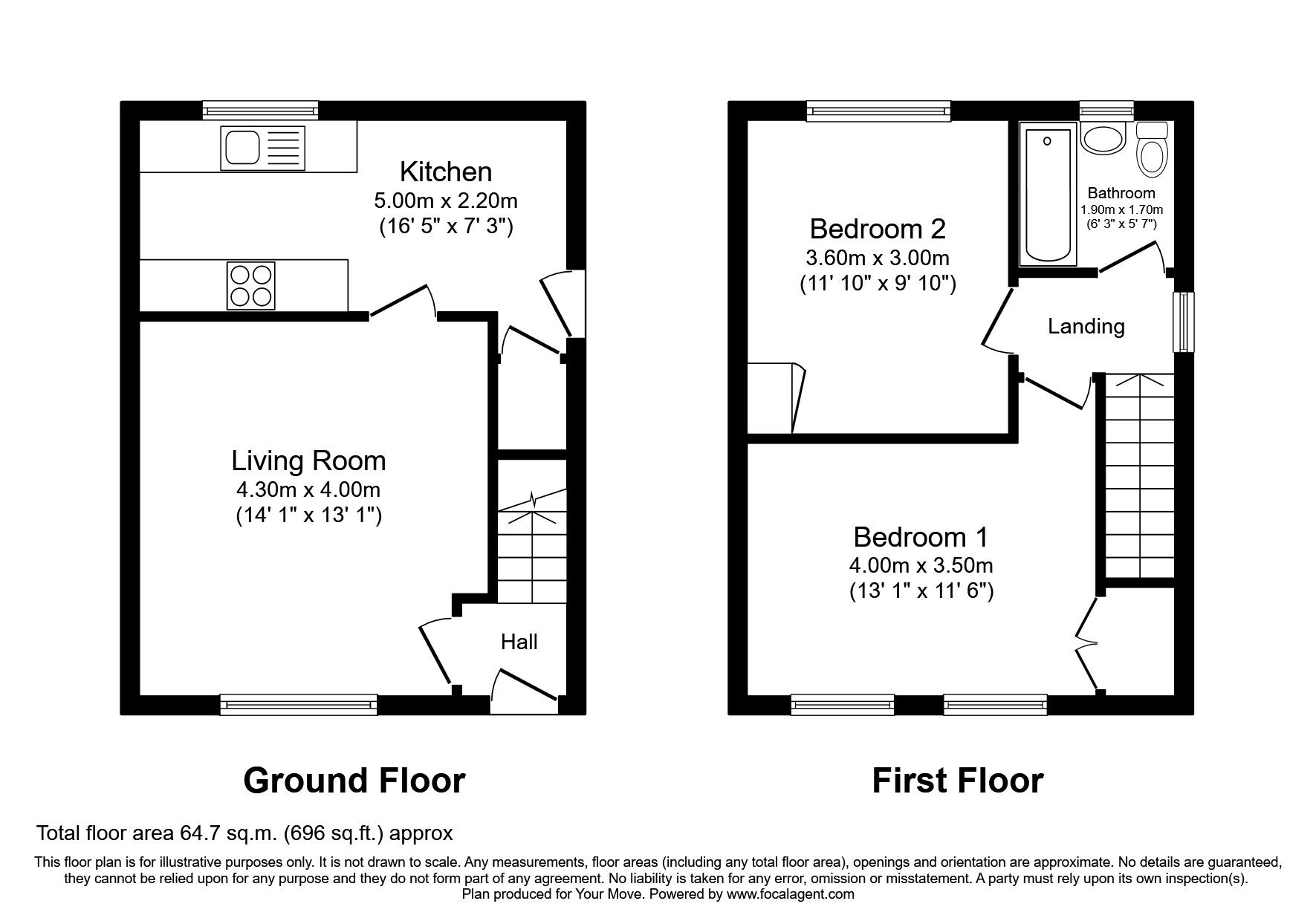 Floorplan of 2 bedroom Semi Detached House to rent, Eden Road, Dunfermline, Fife, KY11