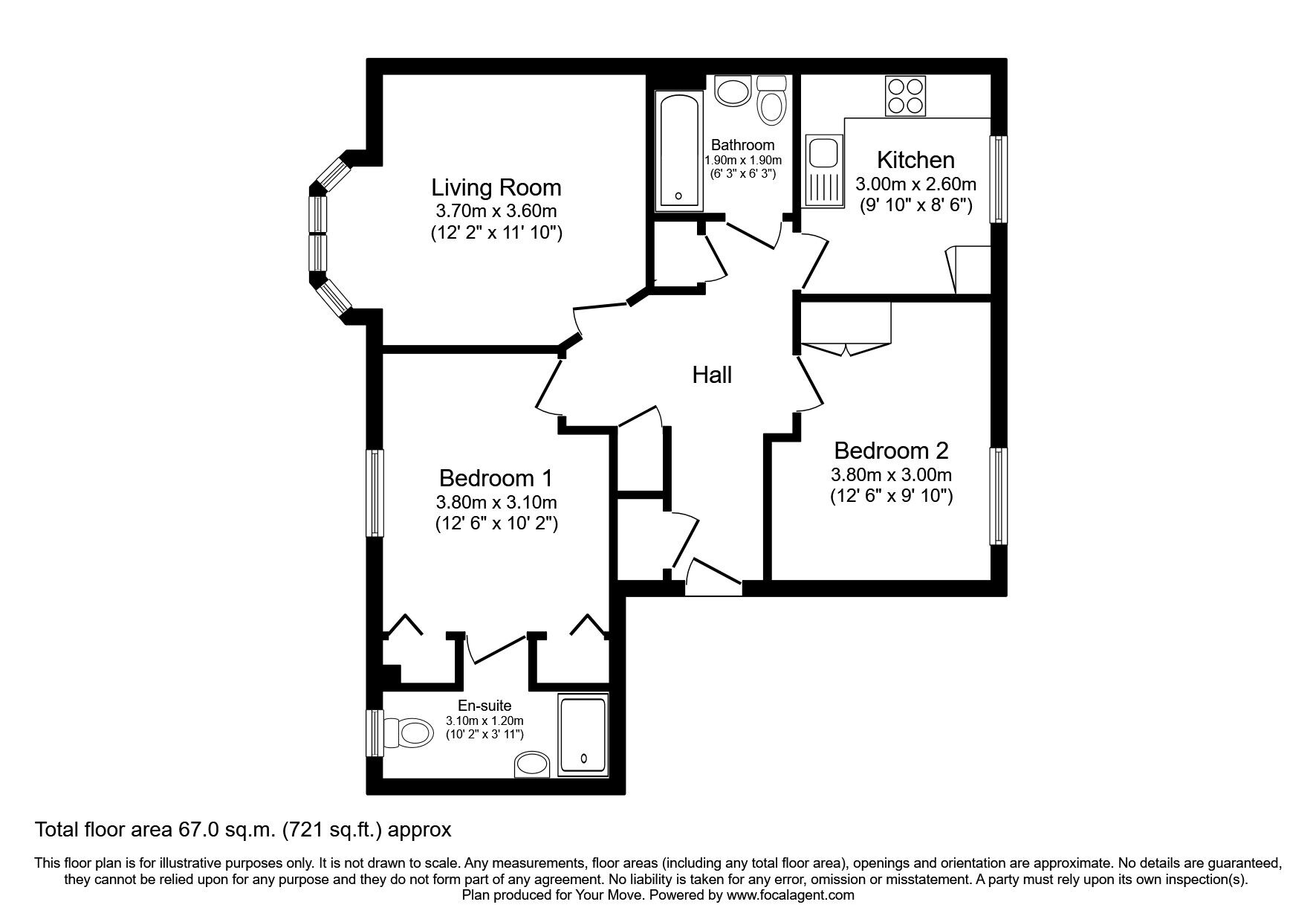 Floorplan of 2 bedroom  Flat to rent, Osprey Crescent, Dunfermline, Fife, KY11