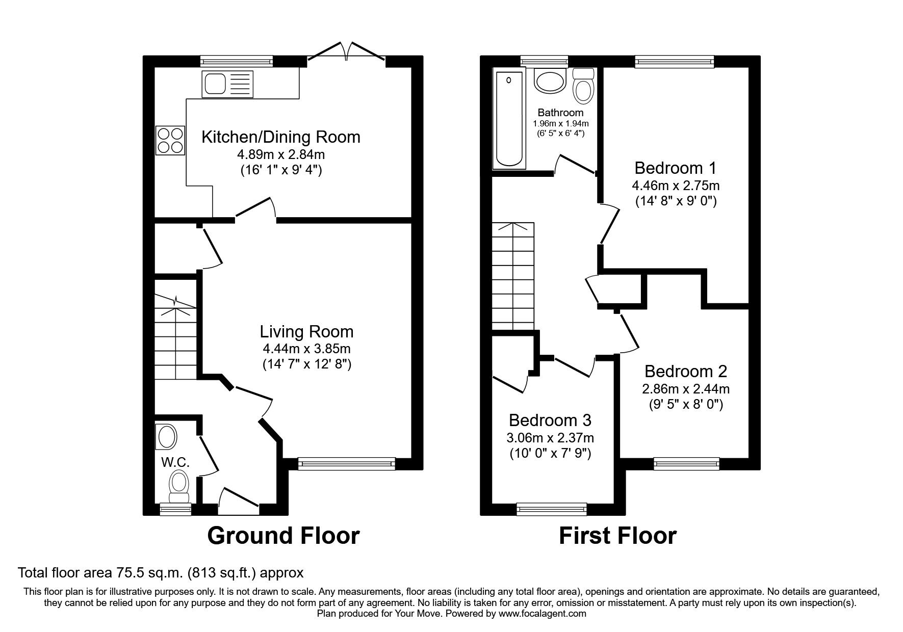Floorplan of 3 bedroom End Terrace House to rent, Trondheim Parkway West, Dunfermline, Fife, KY11