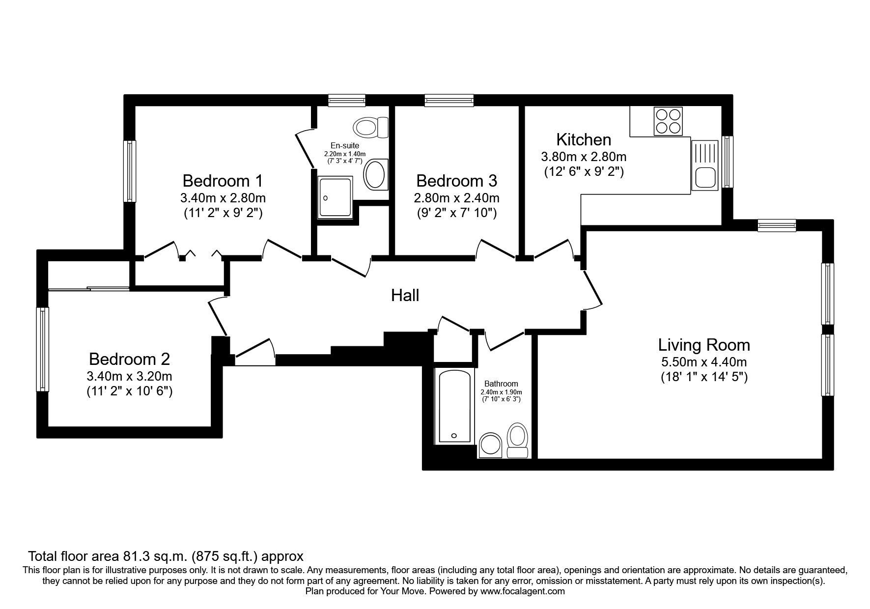 Floorplan of 3 bedroom Flat to rent, Rose Tay Court, Dunfermline, KY12