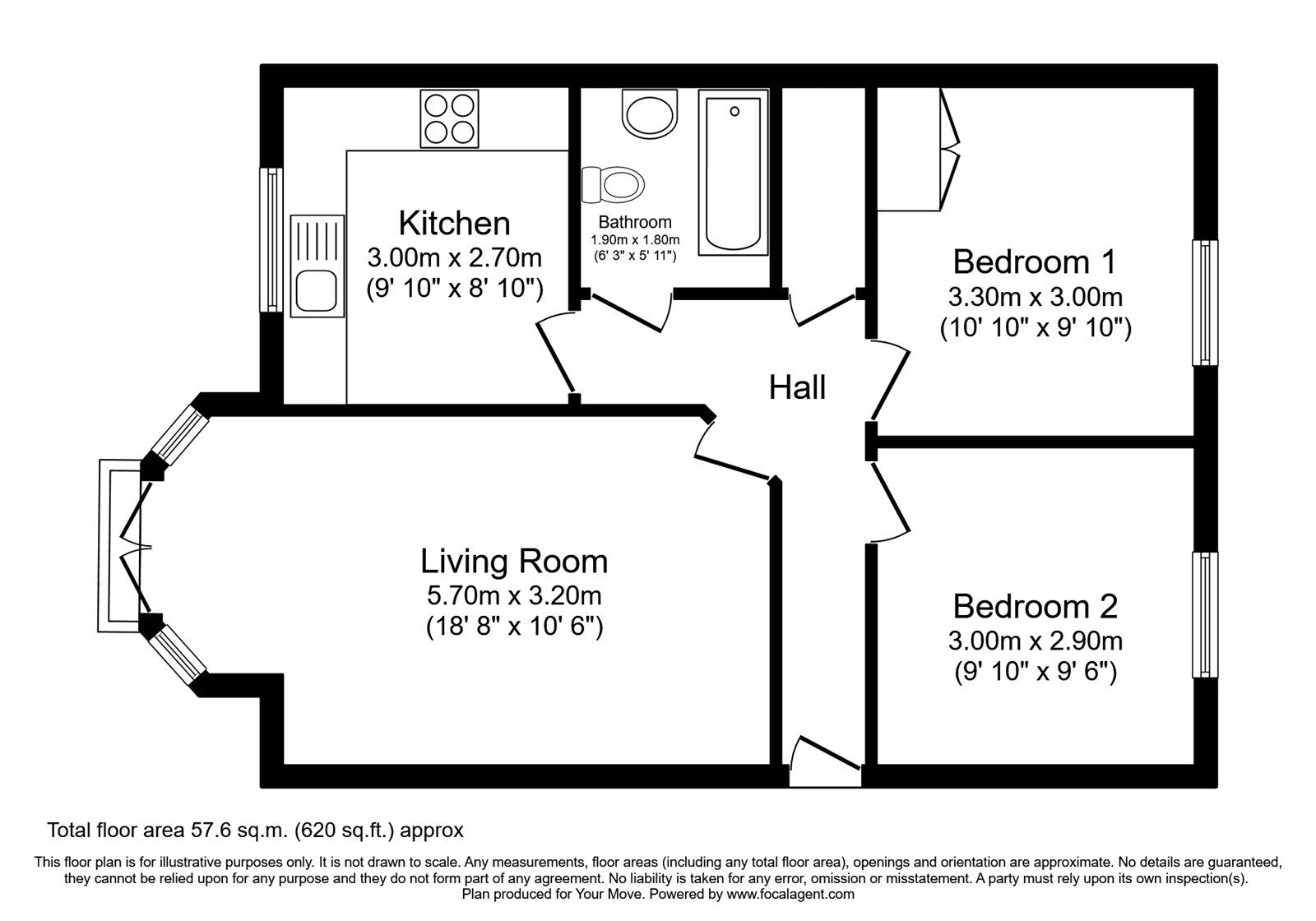 Floorplan of 2 bedroom  Flat to rent, Bittern Court, Dunfermline, KY11