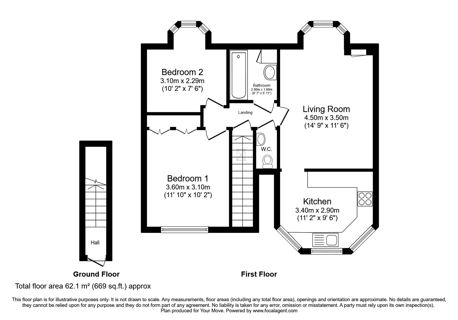 Floorplan of 2 bedroom  Flat for sale, Brucefield Avenue, Dunfermline, Fife, KY11