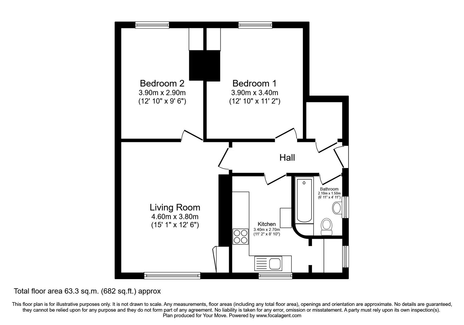 Floorplan of 2 bedroom  Flat for sale, Croall Street, Kelty, Fife, KY4